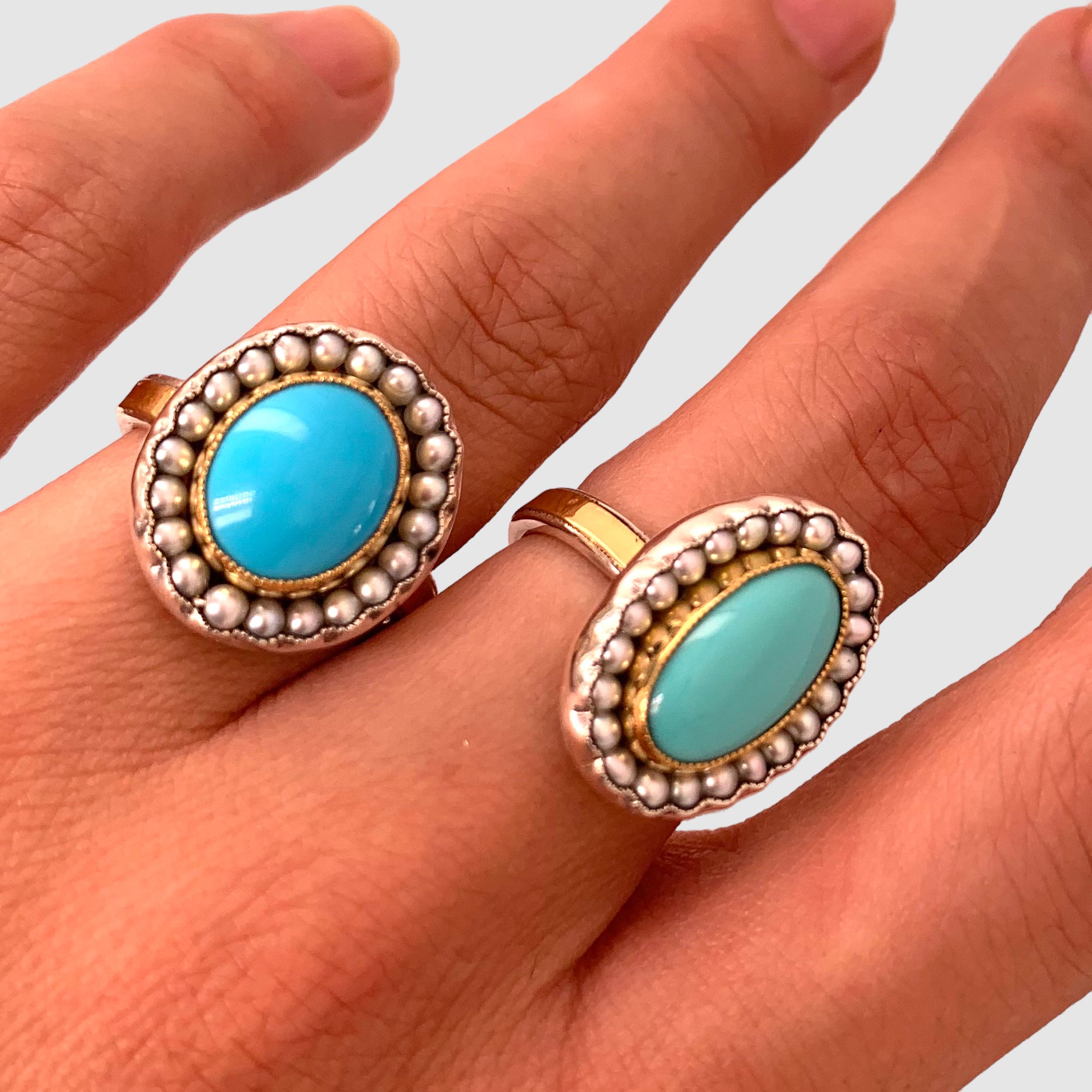 HEIRLOOM RING // PEARLS // SLEEPING DESERT BEAUTY // OVAL TURQUOISE