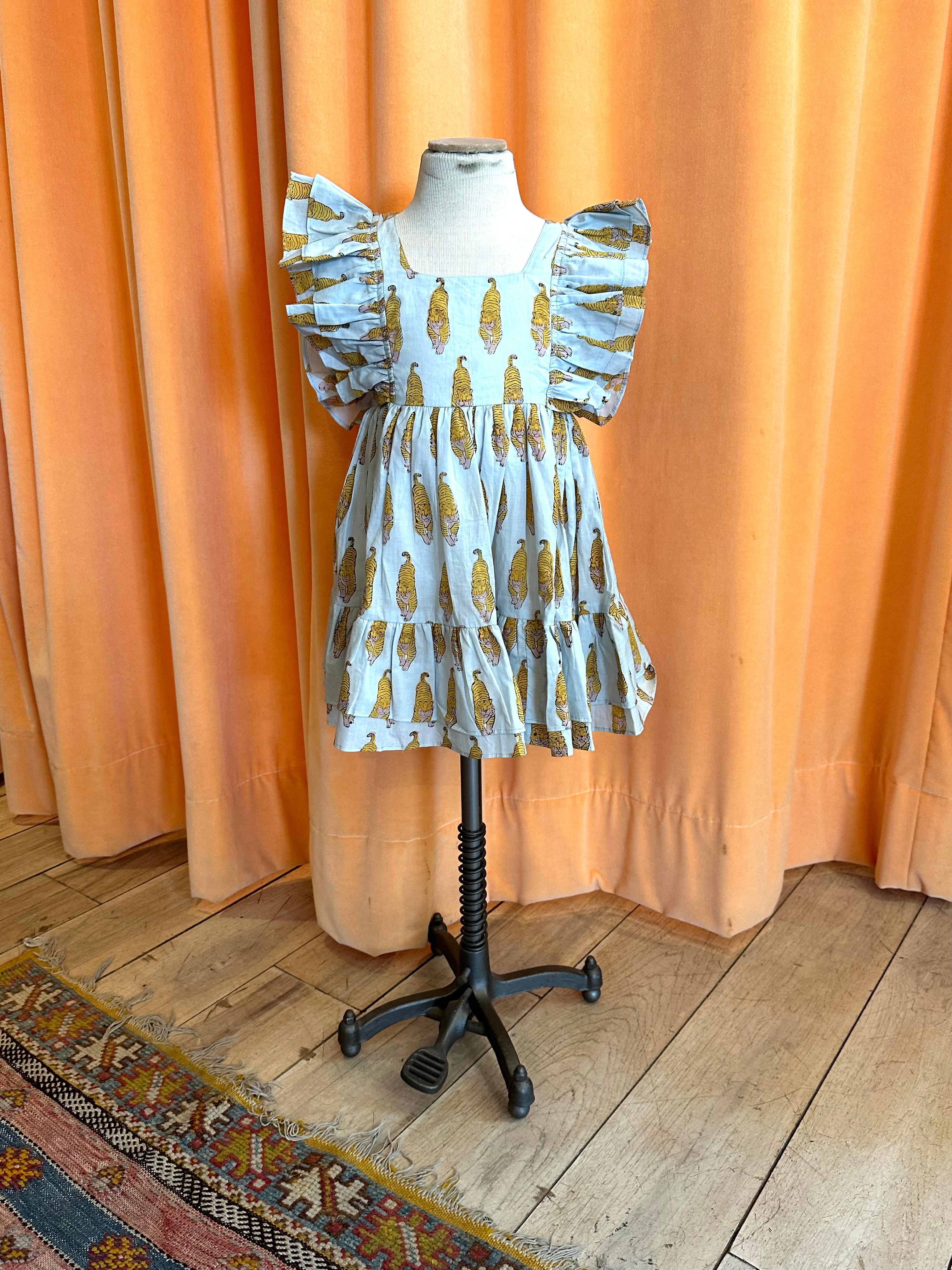 BABY FRILL SLEEVE DRESS // TIGERS