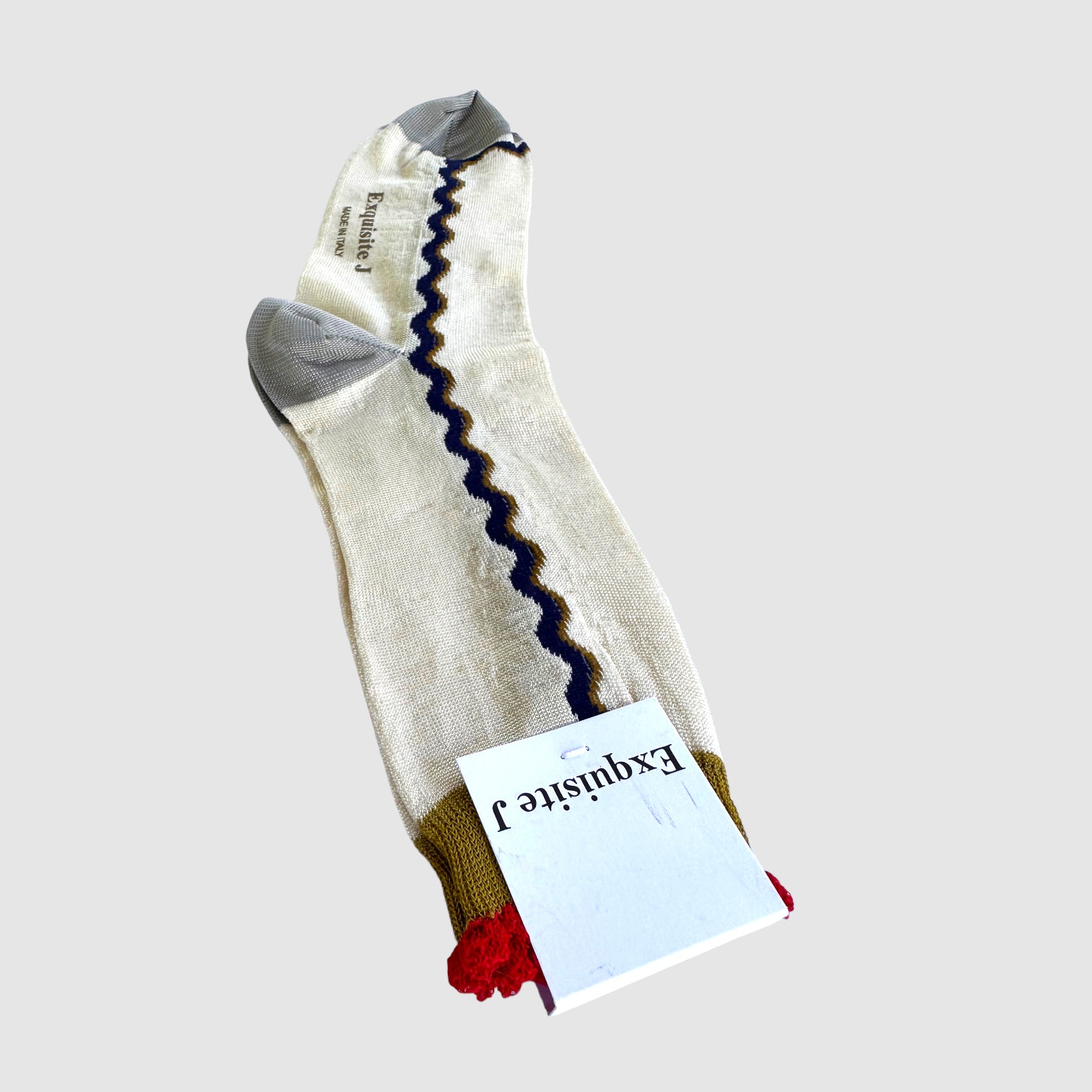 EXQUISITE J SOCKS // CREAM SQUIGGLE