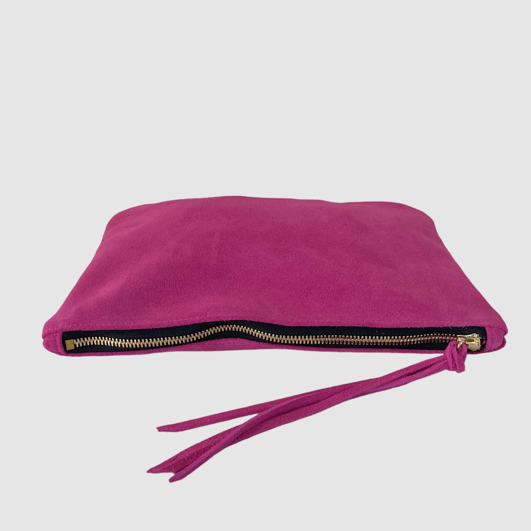 HOT PINK SUEDE CLUTCH