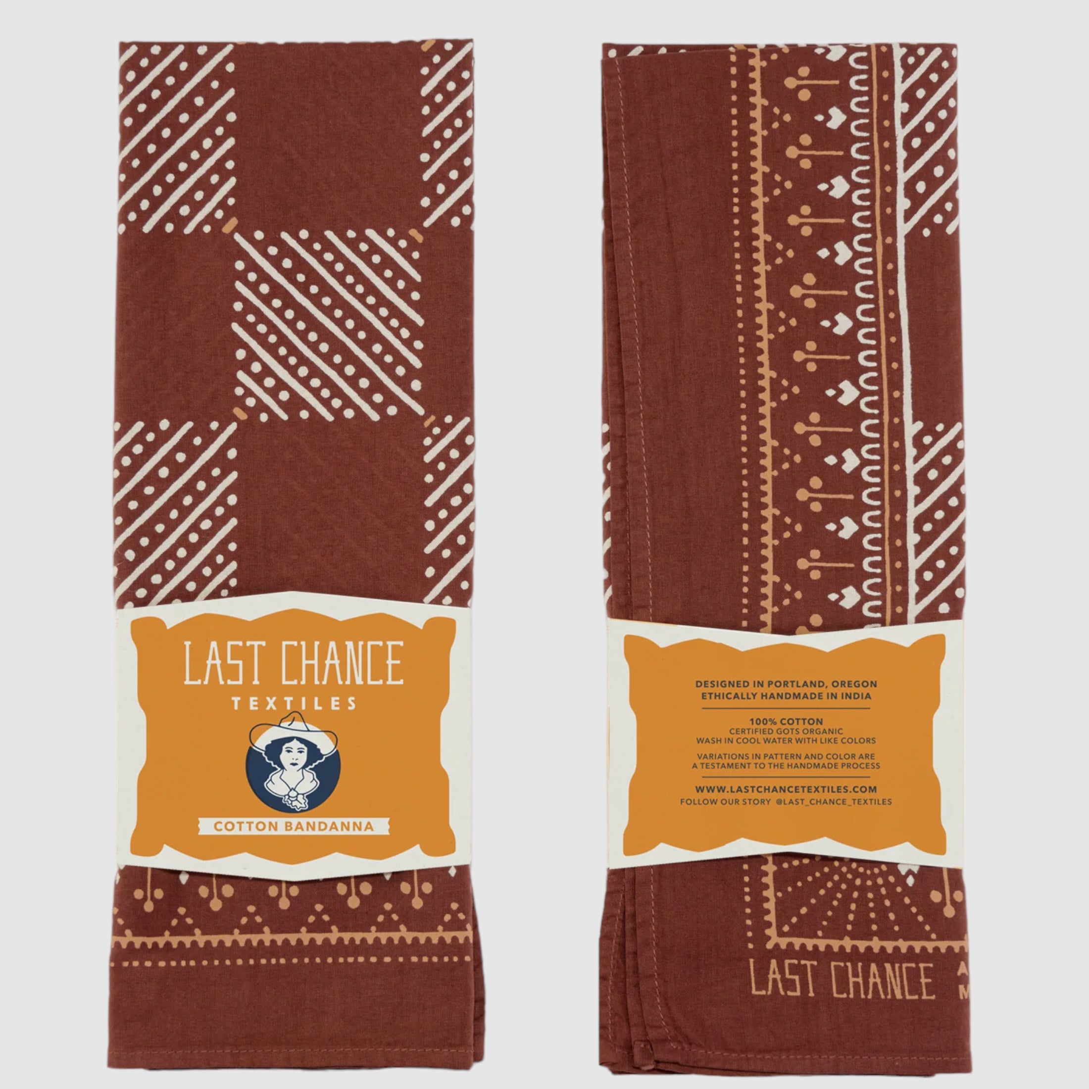 LAST CHANCE TEXTILES // COTTON CHECKER BANDANA // COCOA