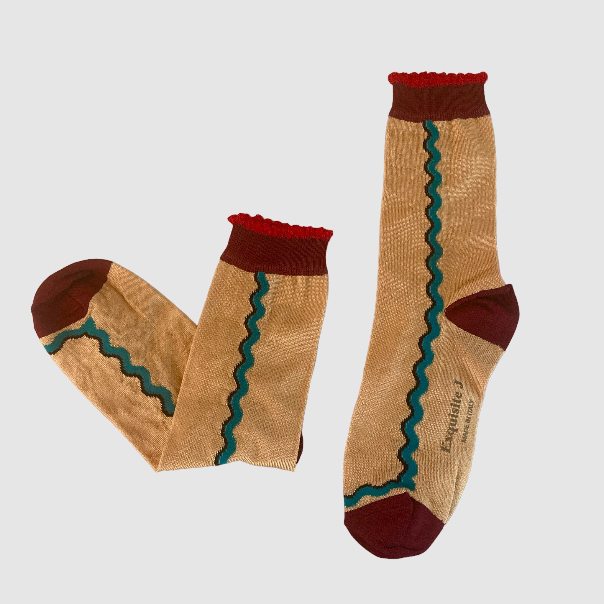 EXQUISITE J SOCKS // GOLD SQUIGGLE