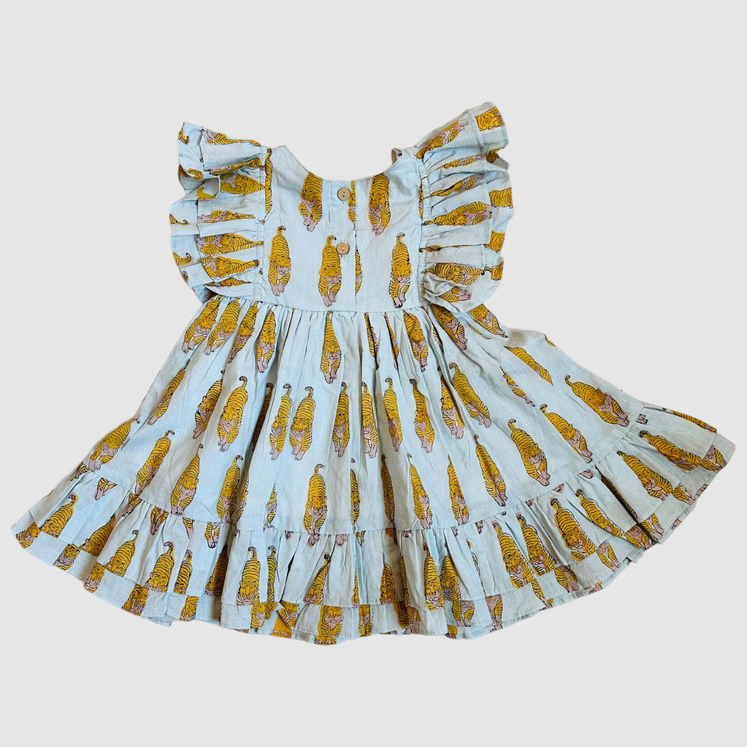 BABY FRILL SLEEVE DRESS // TIGERS