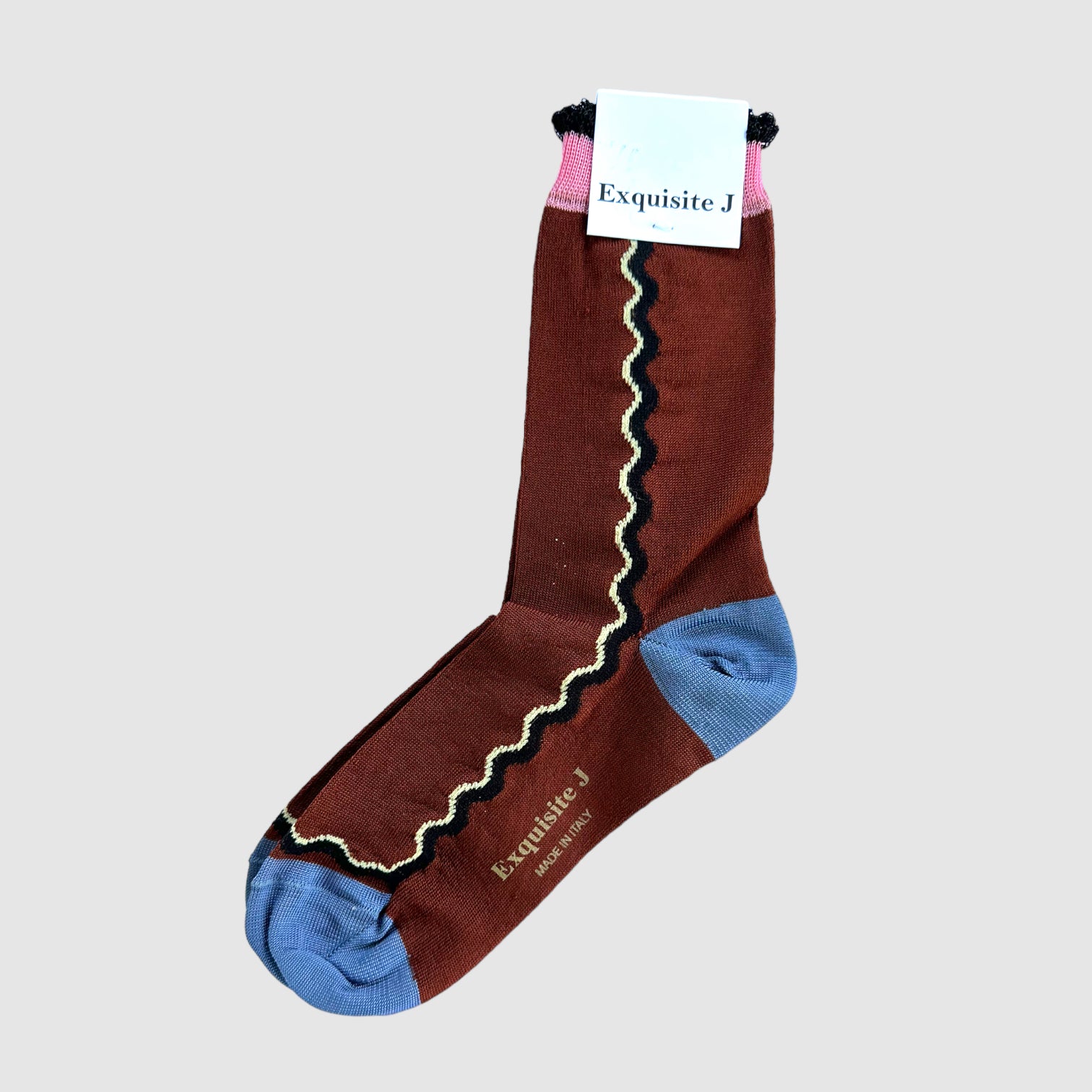 EXQUISITE J SOCKS // COCOA SQUIGGLE