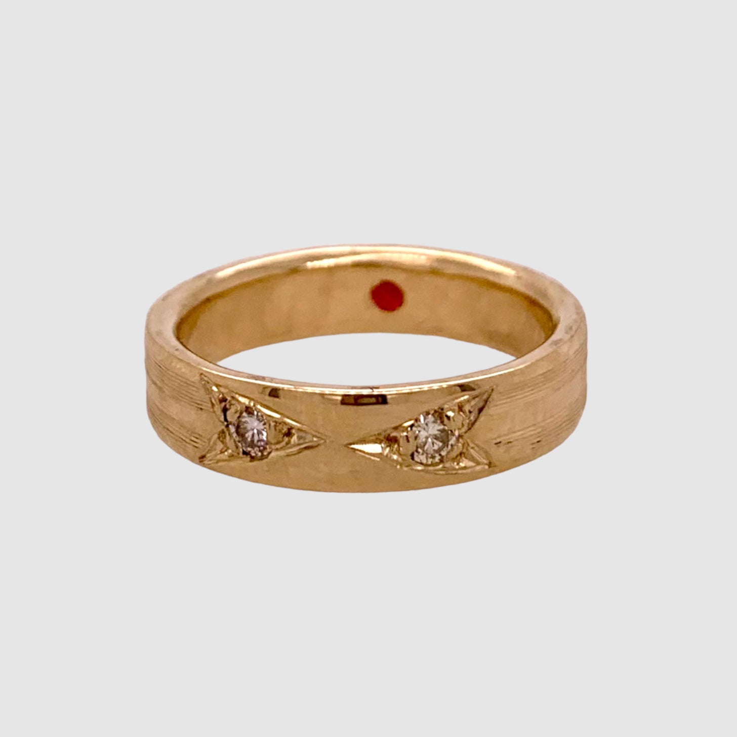 14 K GOLD // ARROW RING // DOUBLE // RUBY & DIAMONDS