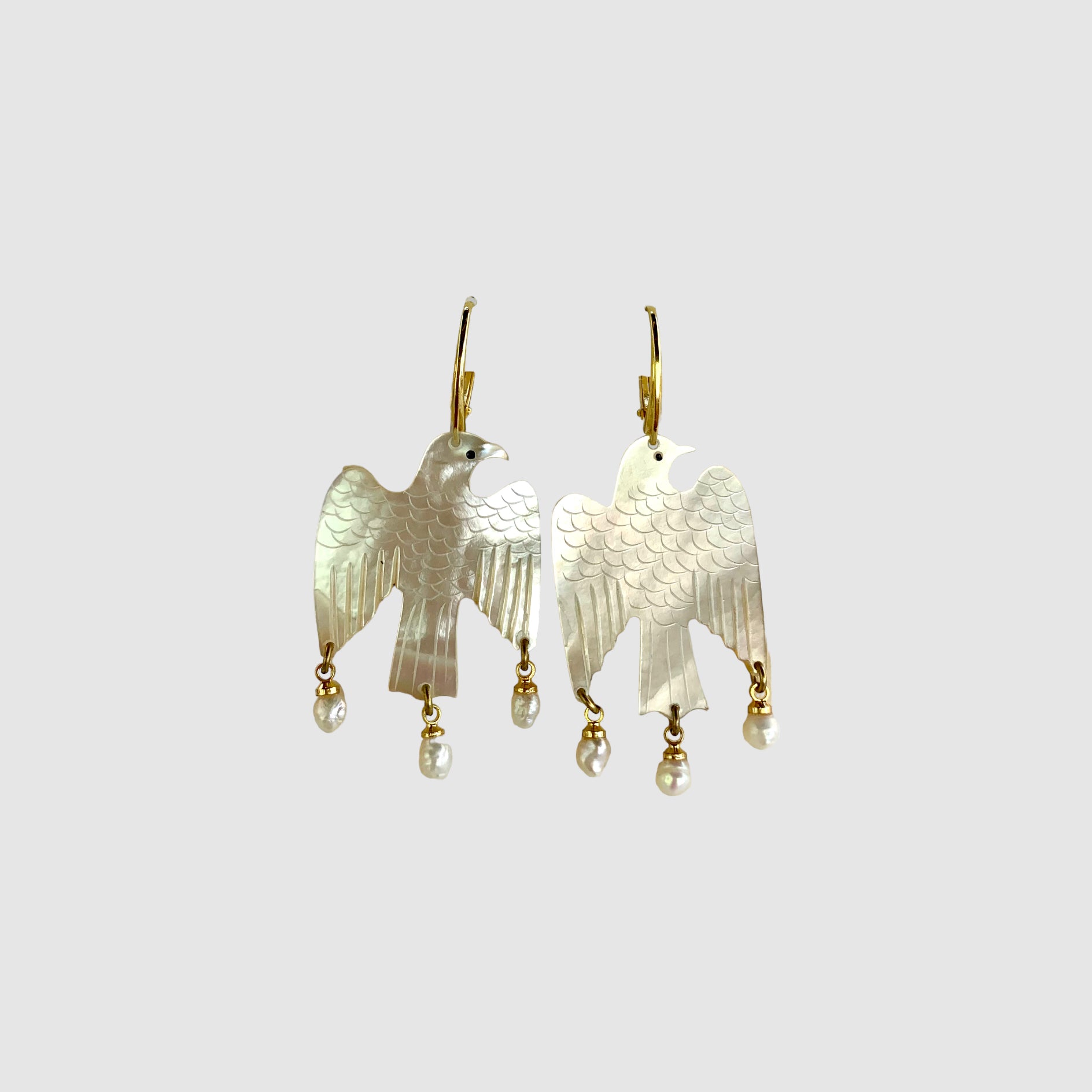 POESIA DEL MAR // EARRINGS // MOTHER OF PEARL // BIRD // PEARLS