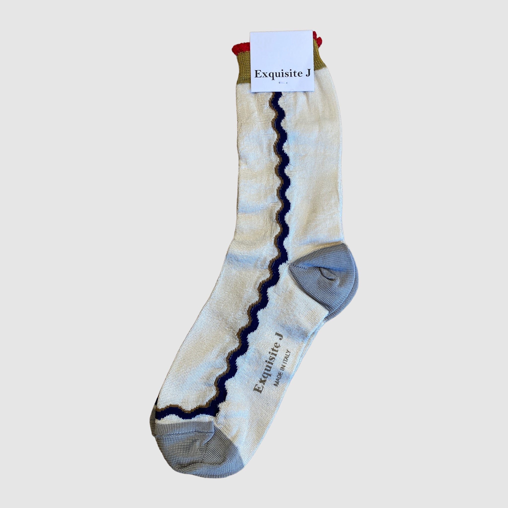 EXQUISITE J SOCKS // CREAM SQUIGGLE