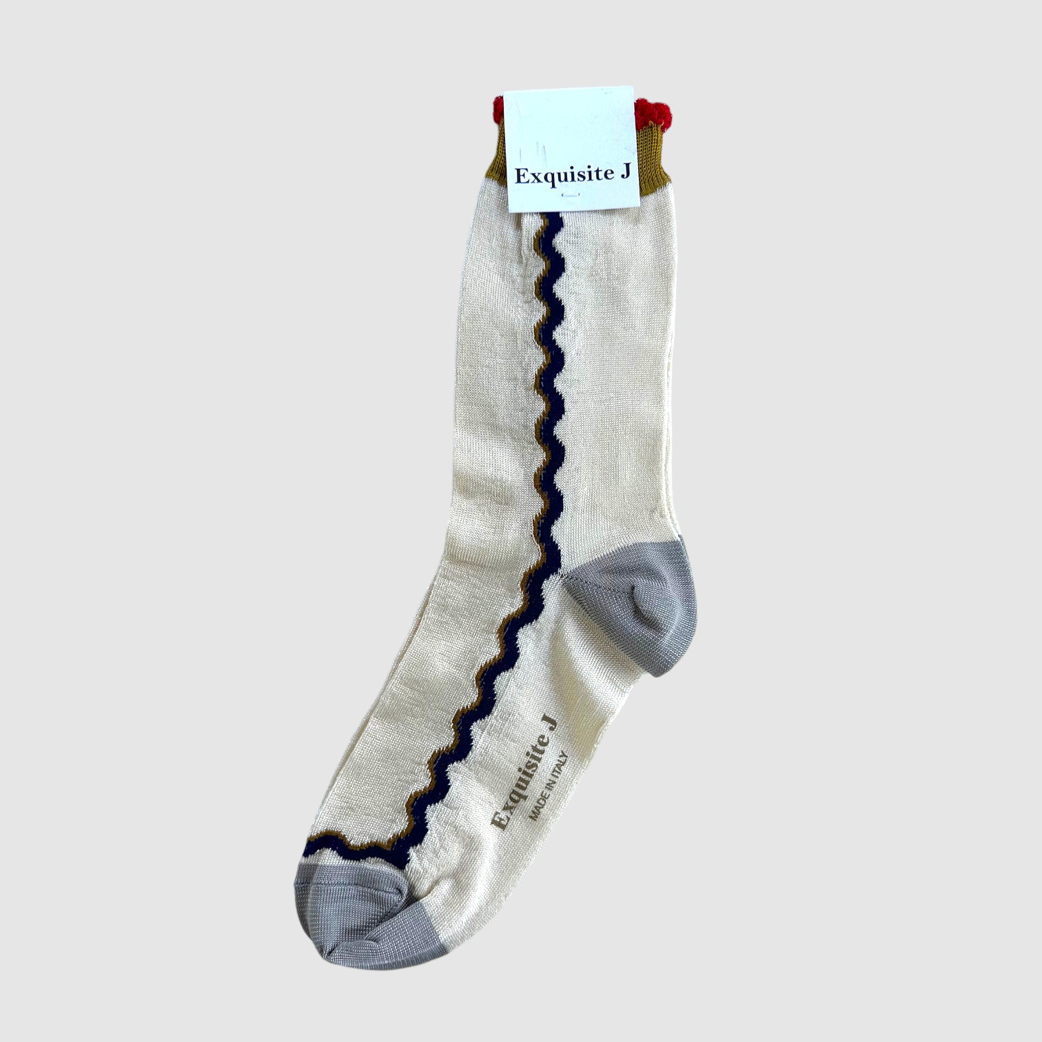 EXQUISITE J SOCKS // CREAM SQUIGGLE