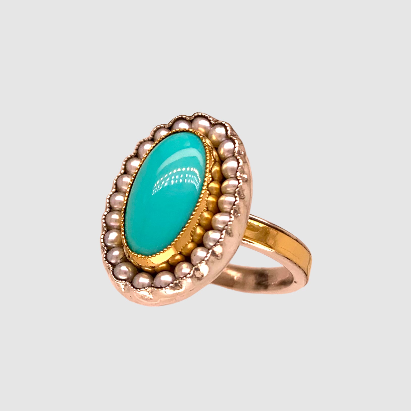 HEIRLOOM RING // PEARLS // SLEEPING DESERT BEAUTY // OVAL TURQUOISE