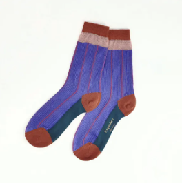 EXQUISITE J SOCKS // AD MAN SHEER NAVY & RUST