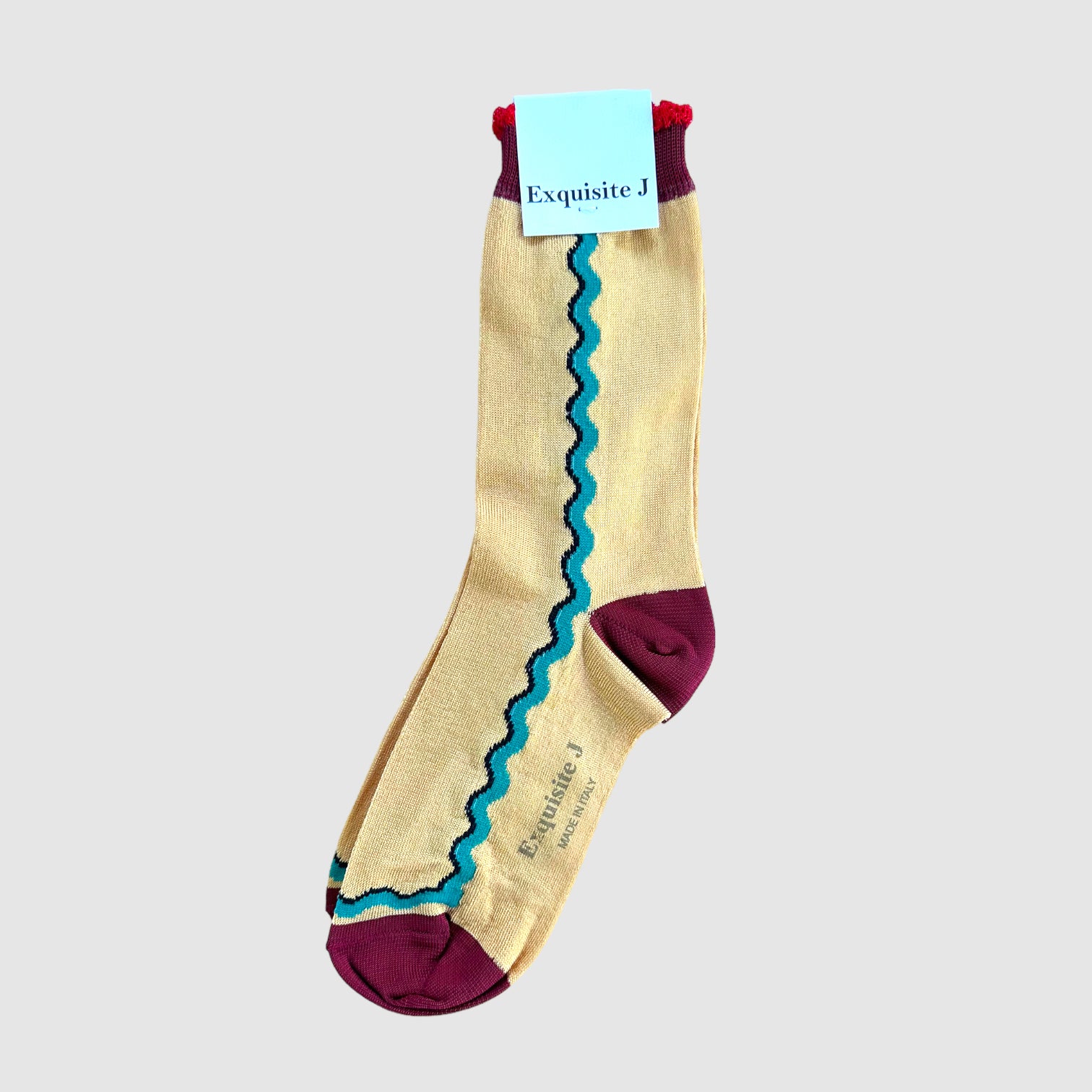 EXQUISITE J SOCKS // GOLD SQUIGGLE