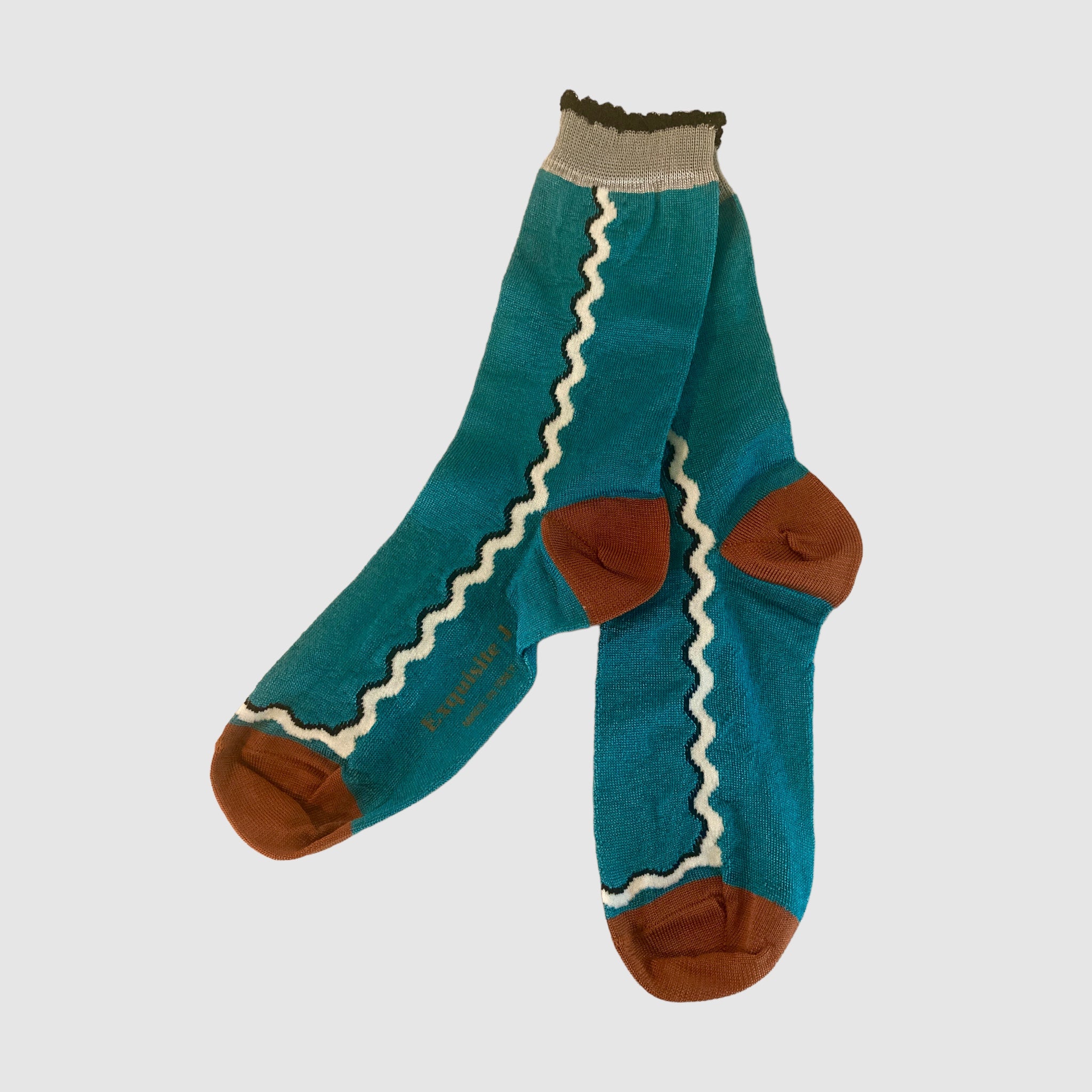 EXQUISITE J SOCKS // TURQUOISE SQUIGGLE