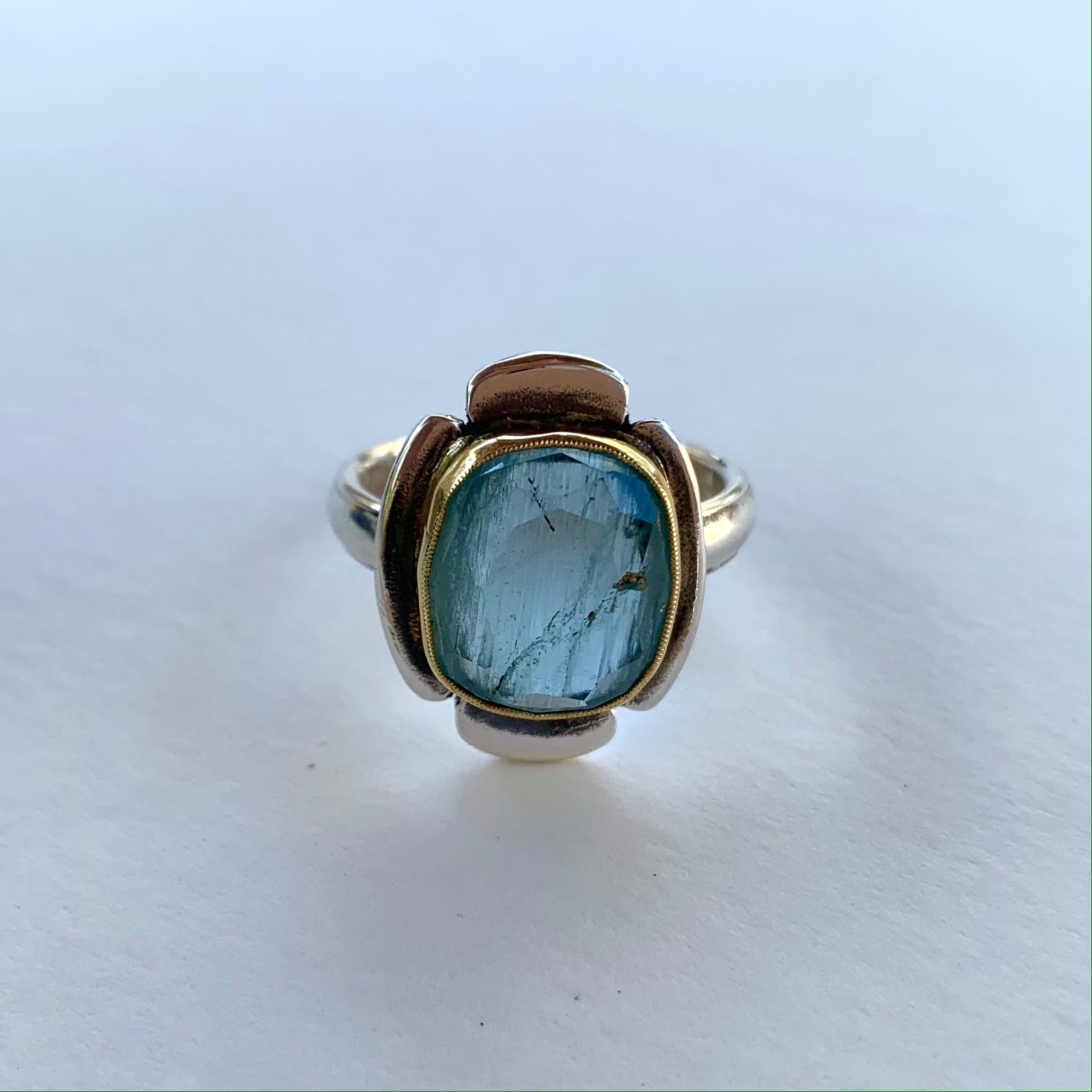 HEIRLOOM RING // FLOWER // ROSE CUT AQUAMARINE