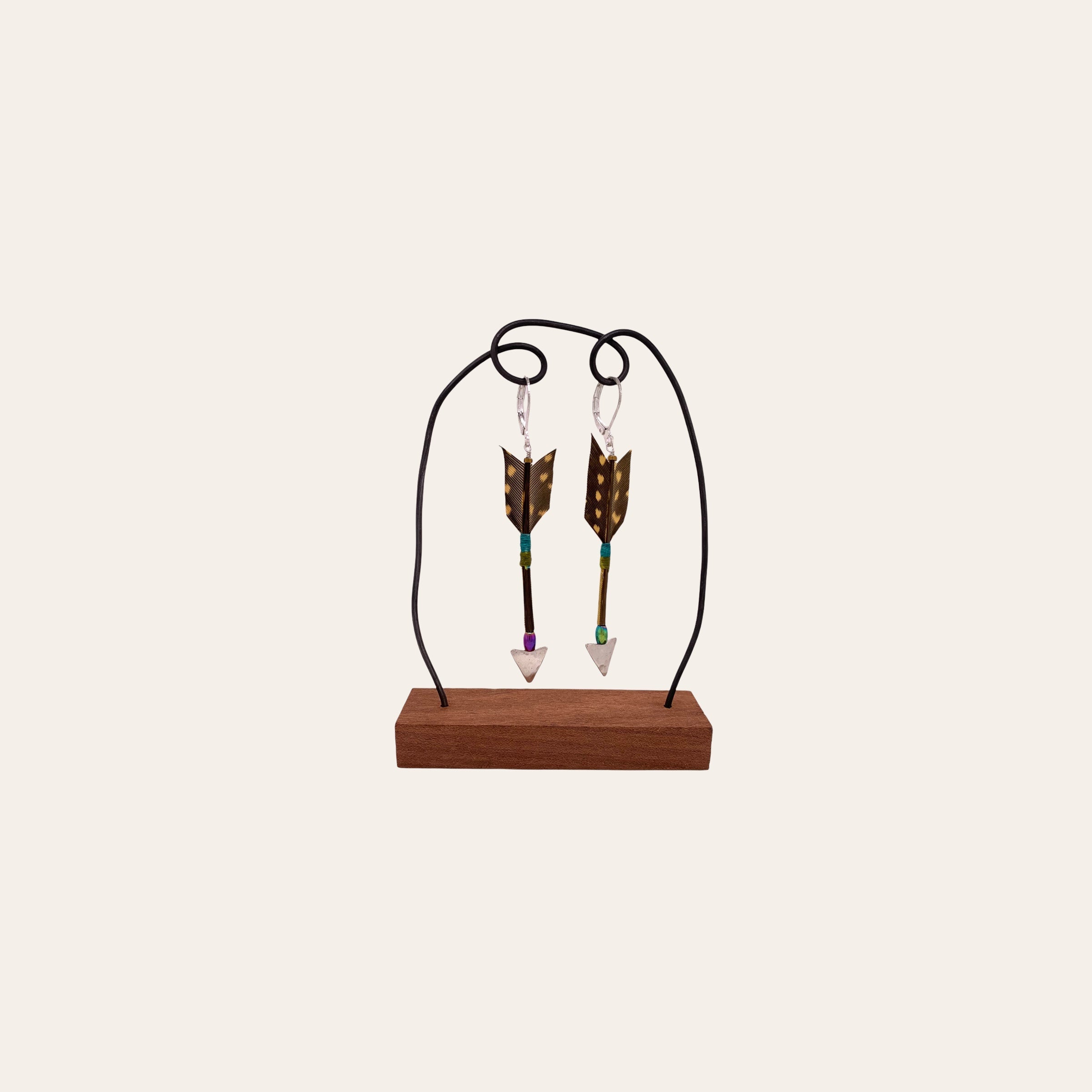FEATHER ARROW EARRINGS // GUINEAFOWL FEATHER // VERMEIL