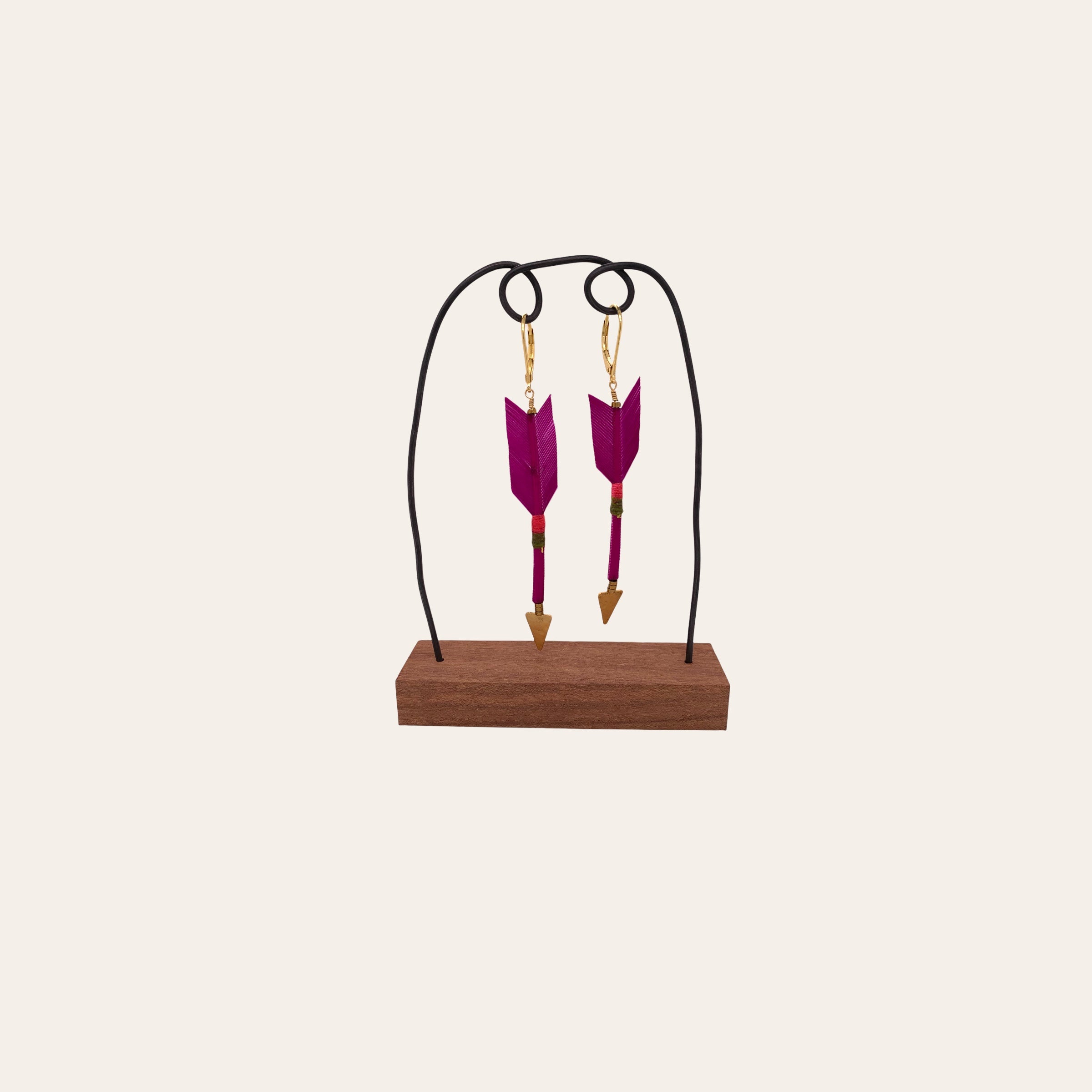 FEATHER ARROW EARRINGS //  MAGENTA // VERMEIL