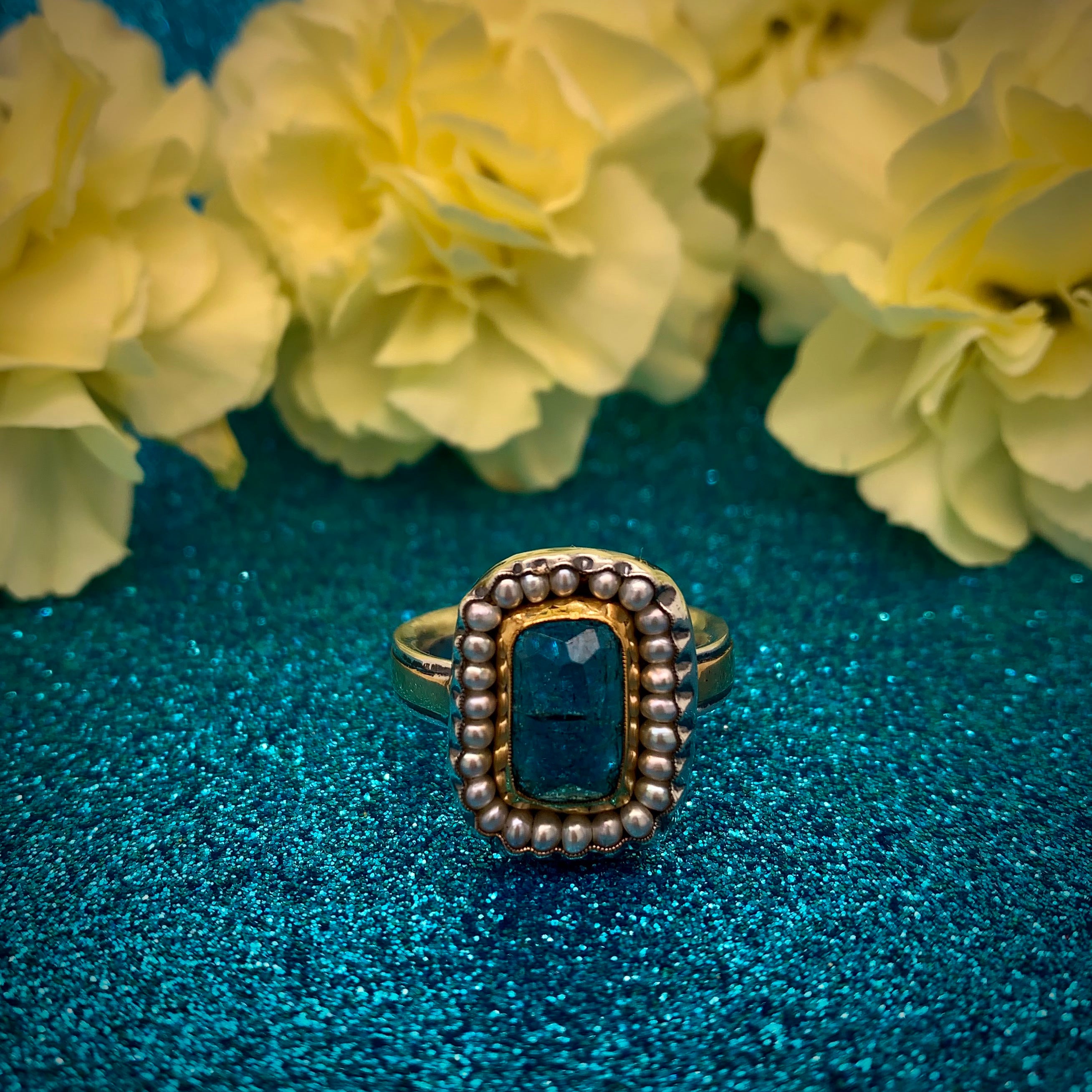 HEIRLOOM RING // PEARL // ROSE CUT BLUE TOURMALINE
