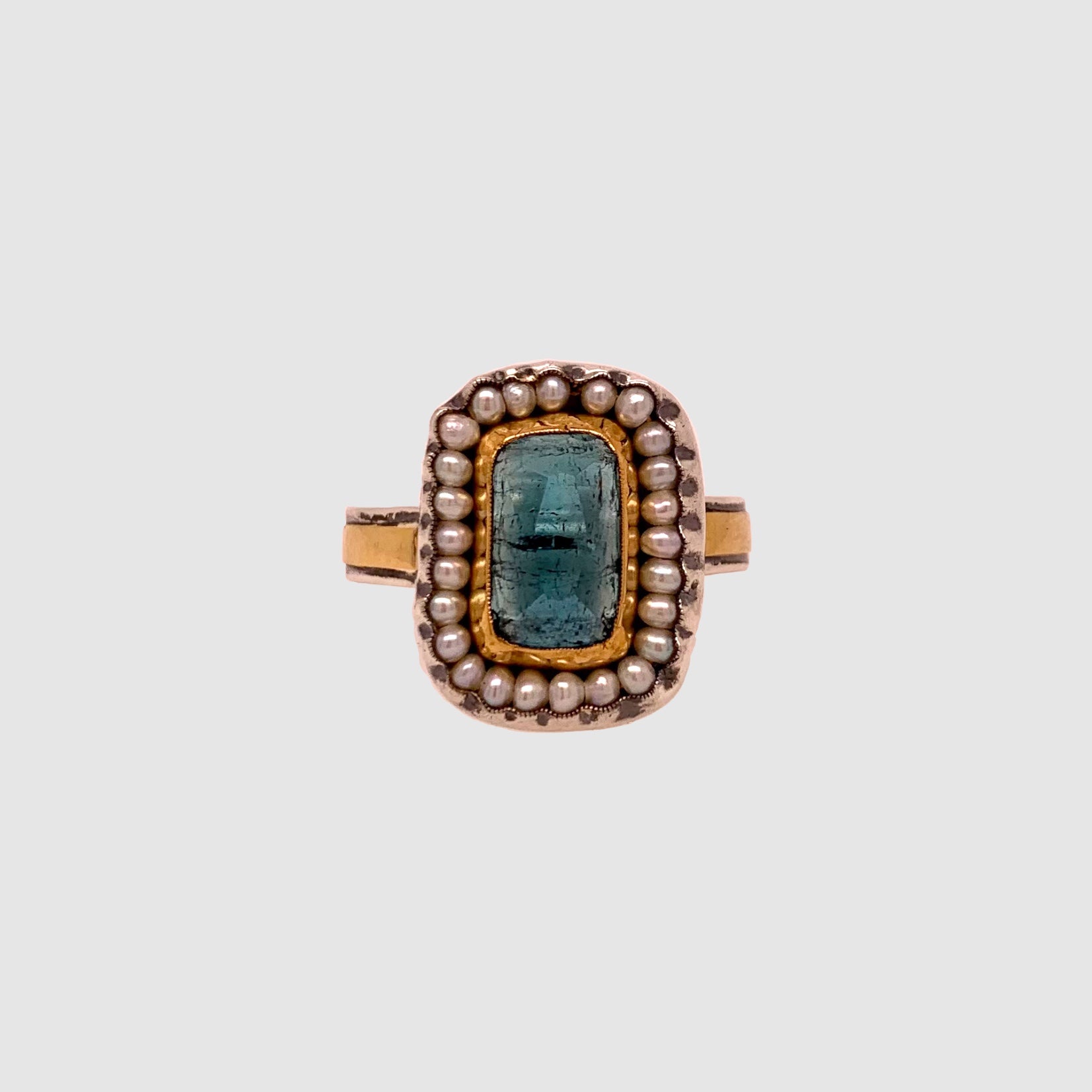 HEIRLOOM RING // PEARL // ROSE CUT BLUE TOURMALINE