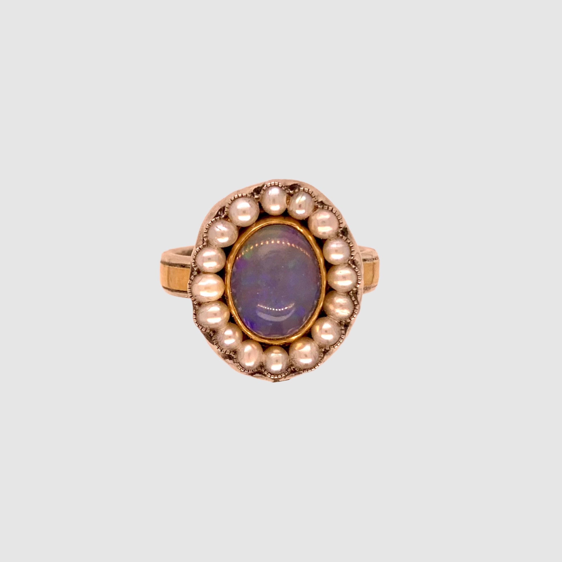 HEIRLOOM RING // PEARL // OVAL FIRE OPAL