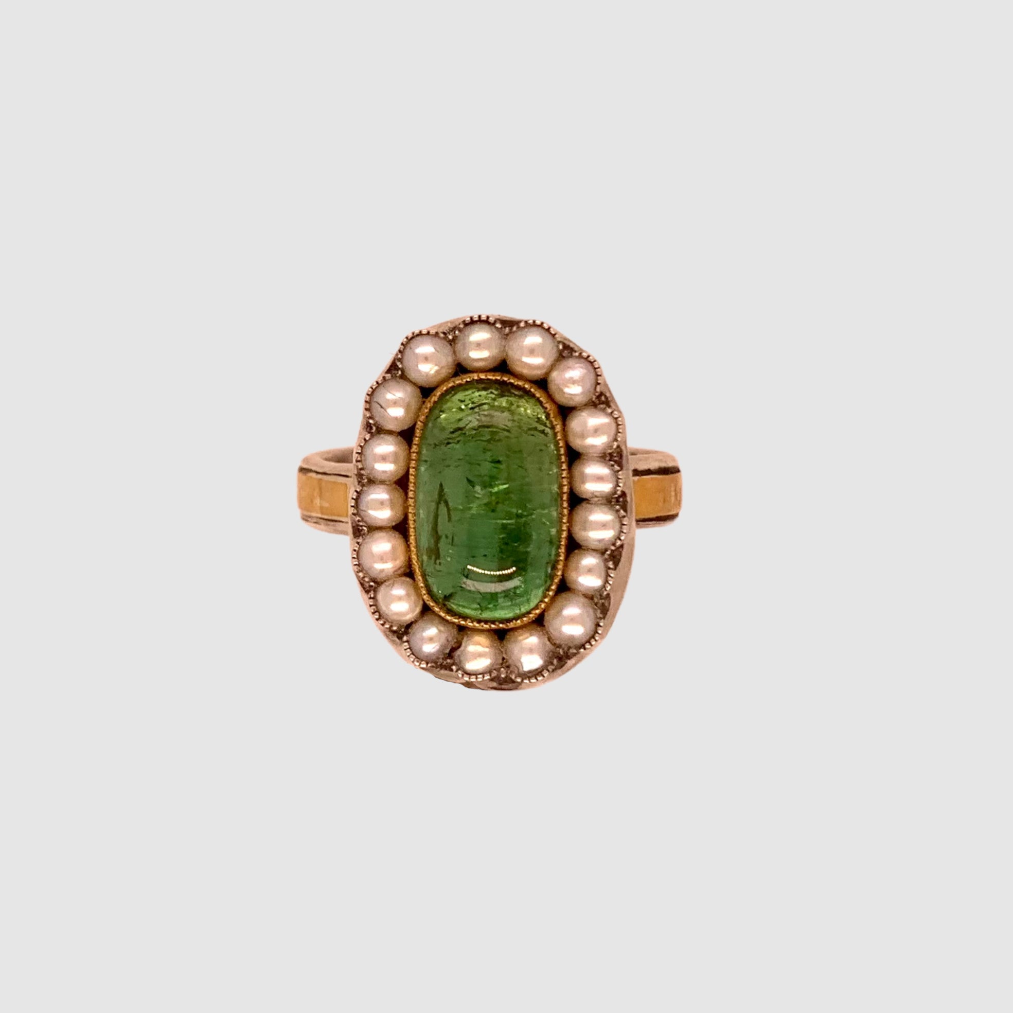 HEIRLOOM RING // PEARL // GREEN TOURMALINE