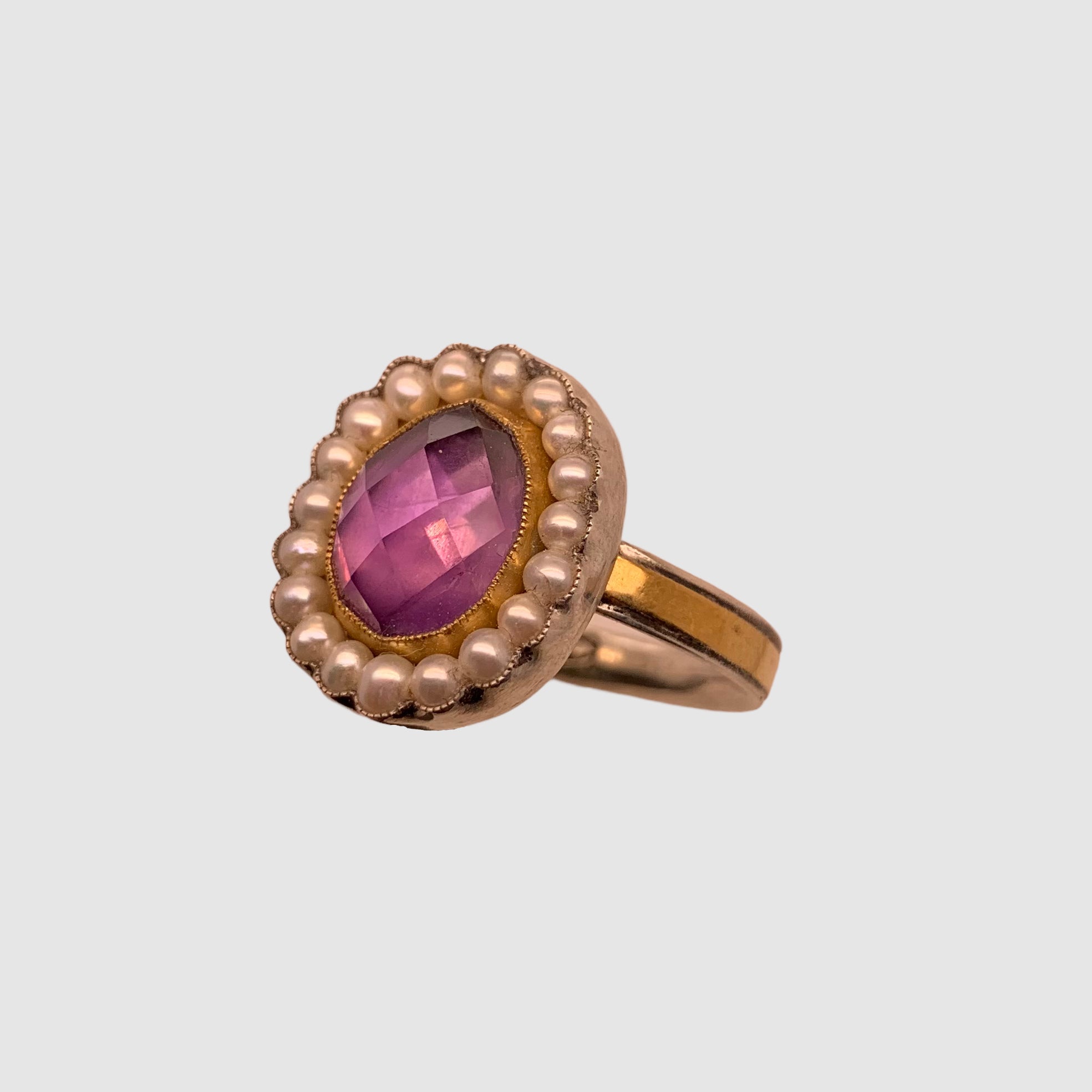 HEIRLOOM RING // PEARL // ROSECUT PURPLE AMETHYST