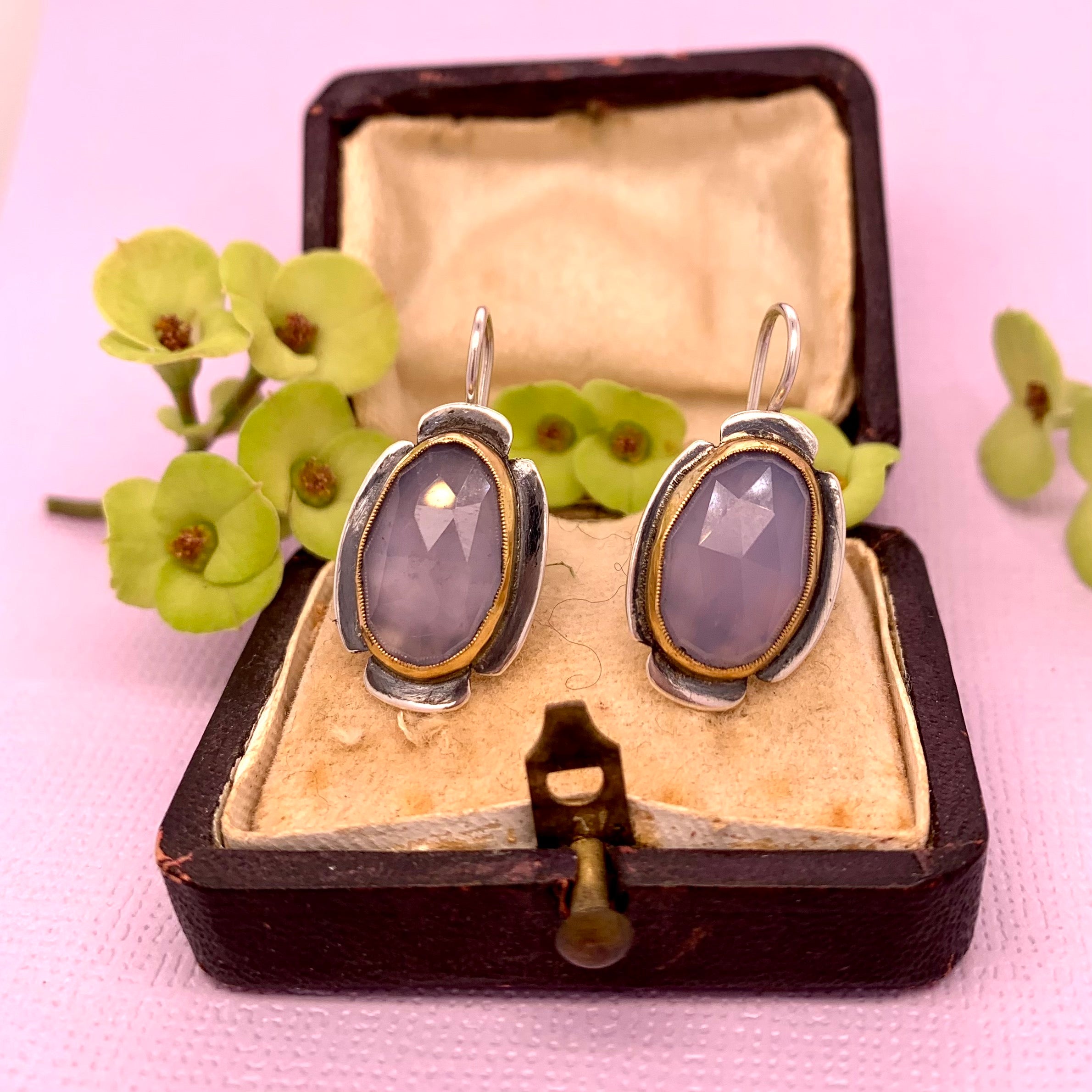 FLOWER HEIRLOOM EARRINGS // LILAC CHALCEDONY