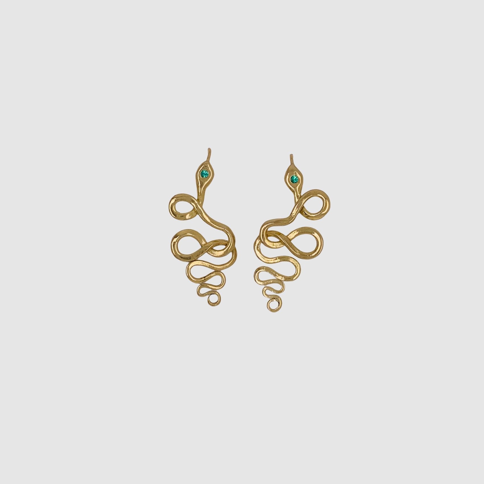 SNAKE EARRINGS // 18K GOLD // EMERALD