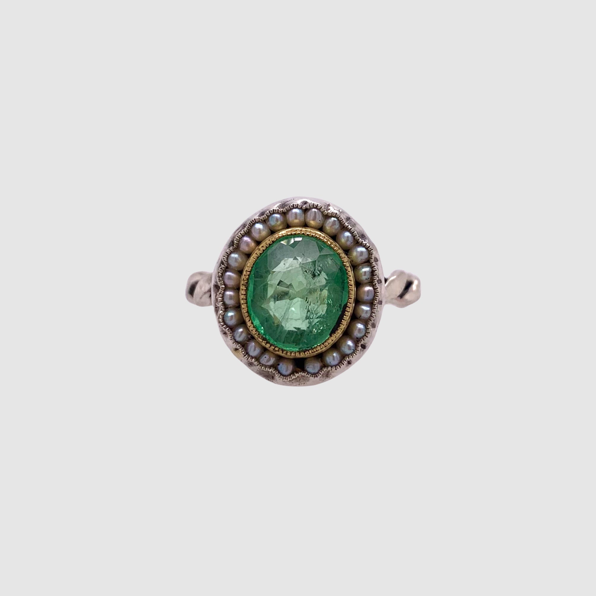 HEIRLOOM RING //  SEED PEARLS // EMERALD