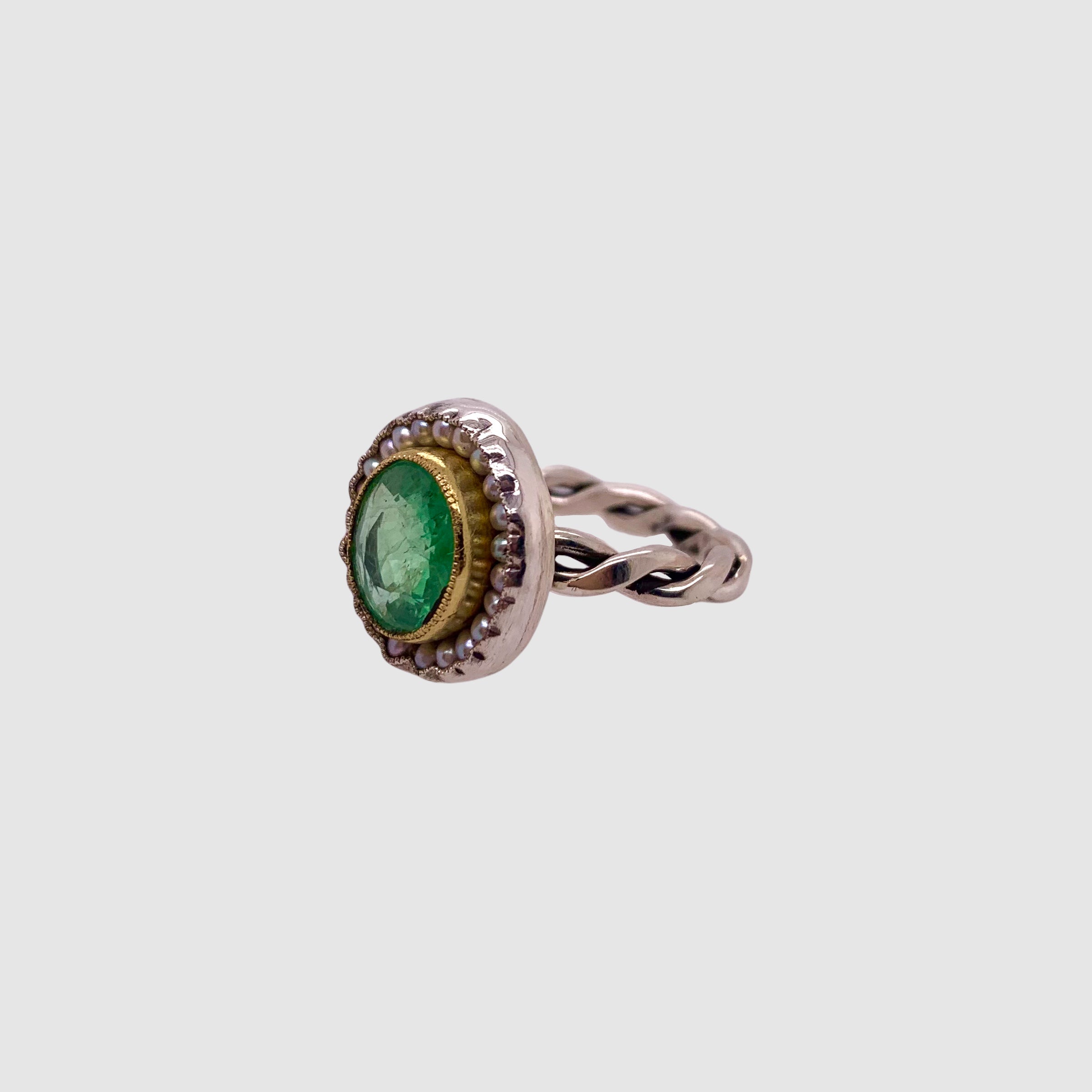 HEIRLOOM RING //  SEED PEARLS // EMERALD