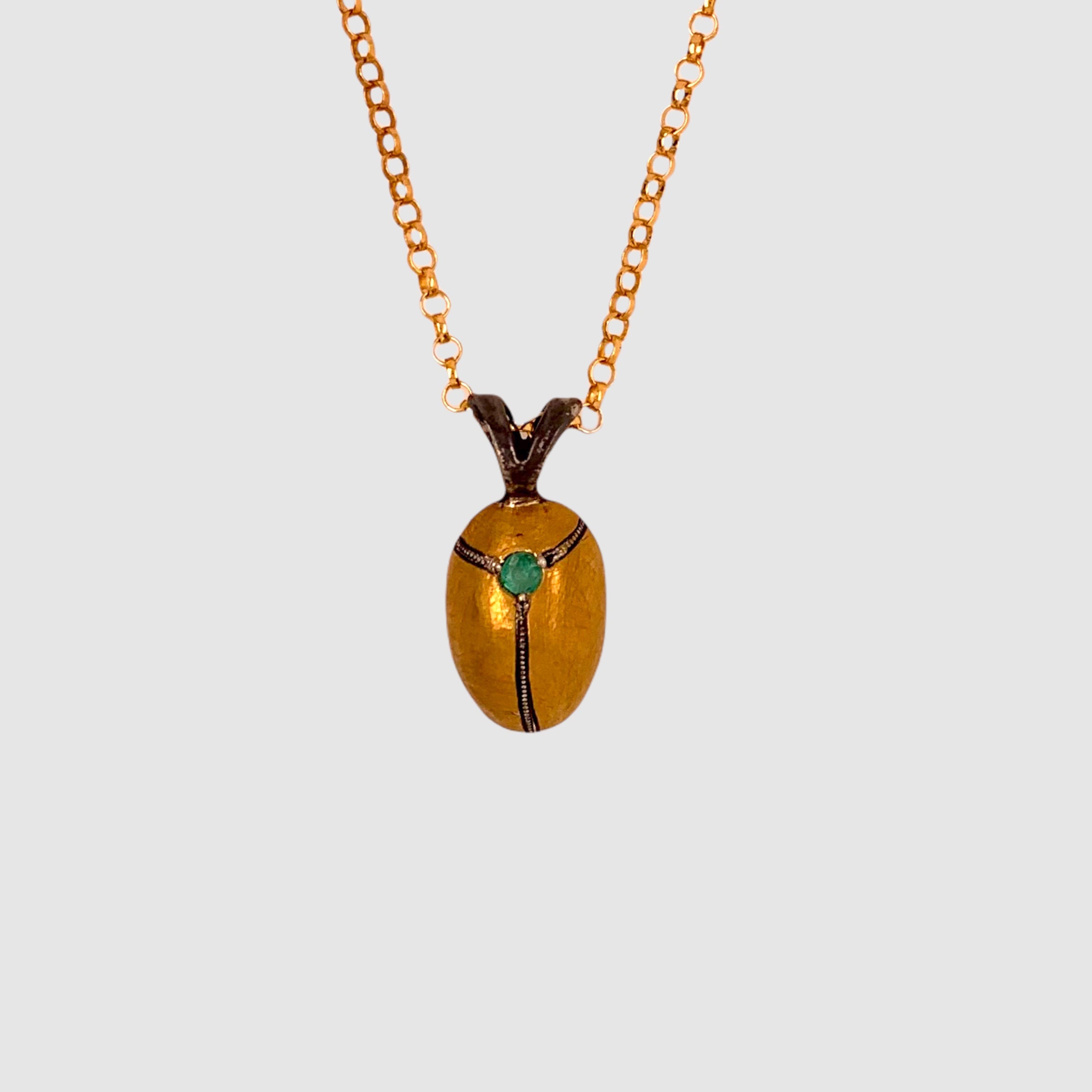 SACRED SCARAB NECKLACE //  # 11  // EMERALD
