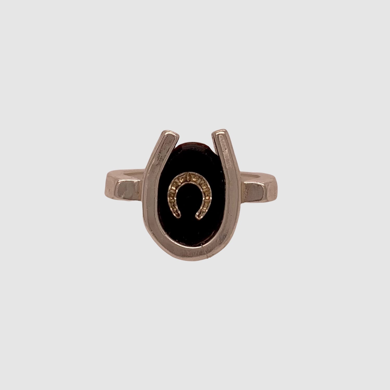 TRIPLE LUCK // SILVER RING // BLACK WHITE INTAGLIO