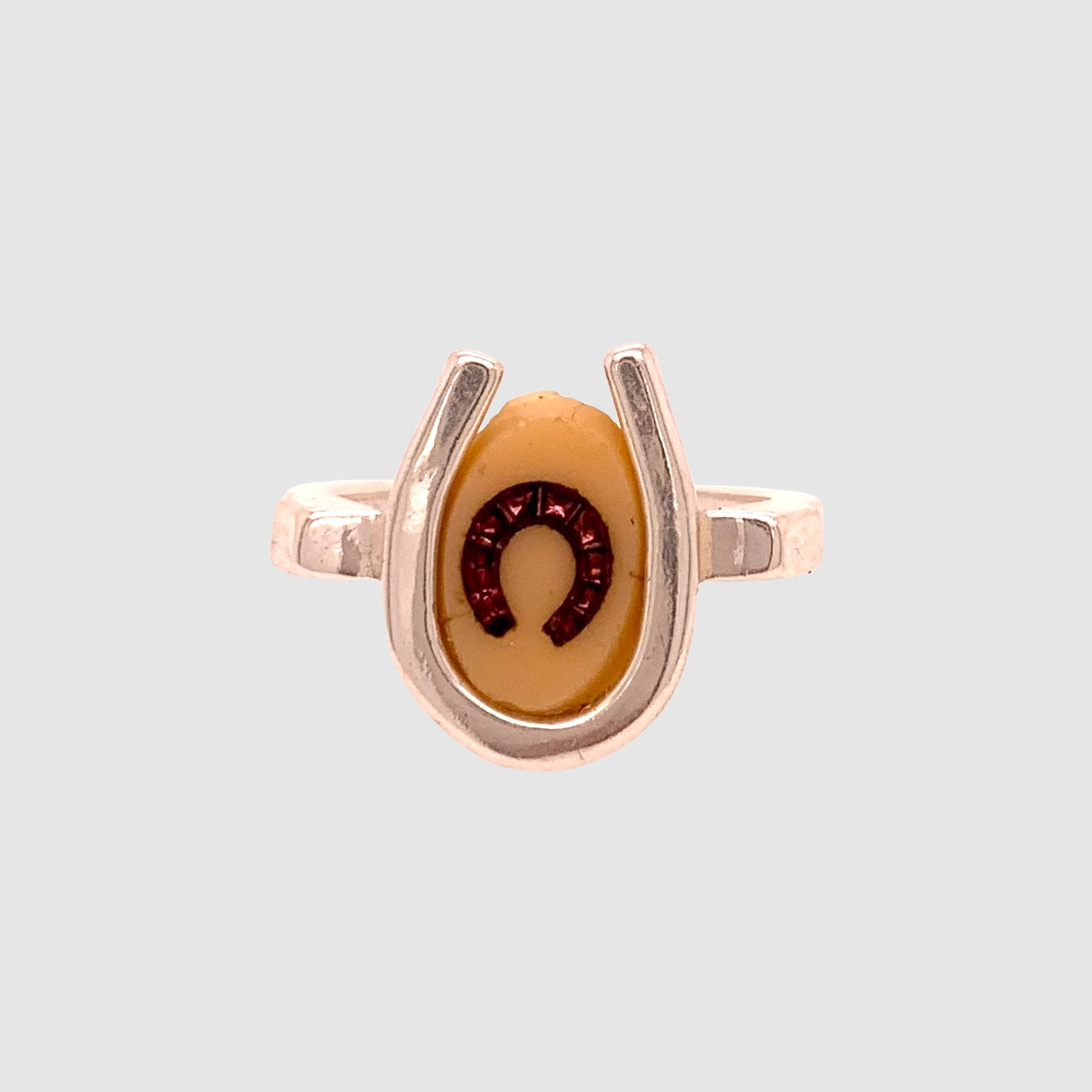 TRIPLE LUCK // SILVER RING // CREAM PINK INTAGLIO
