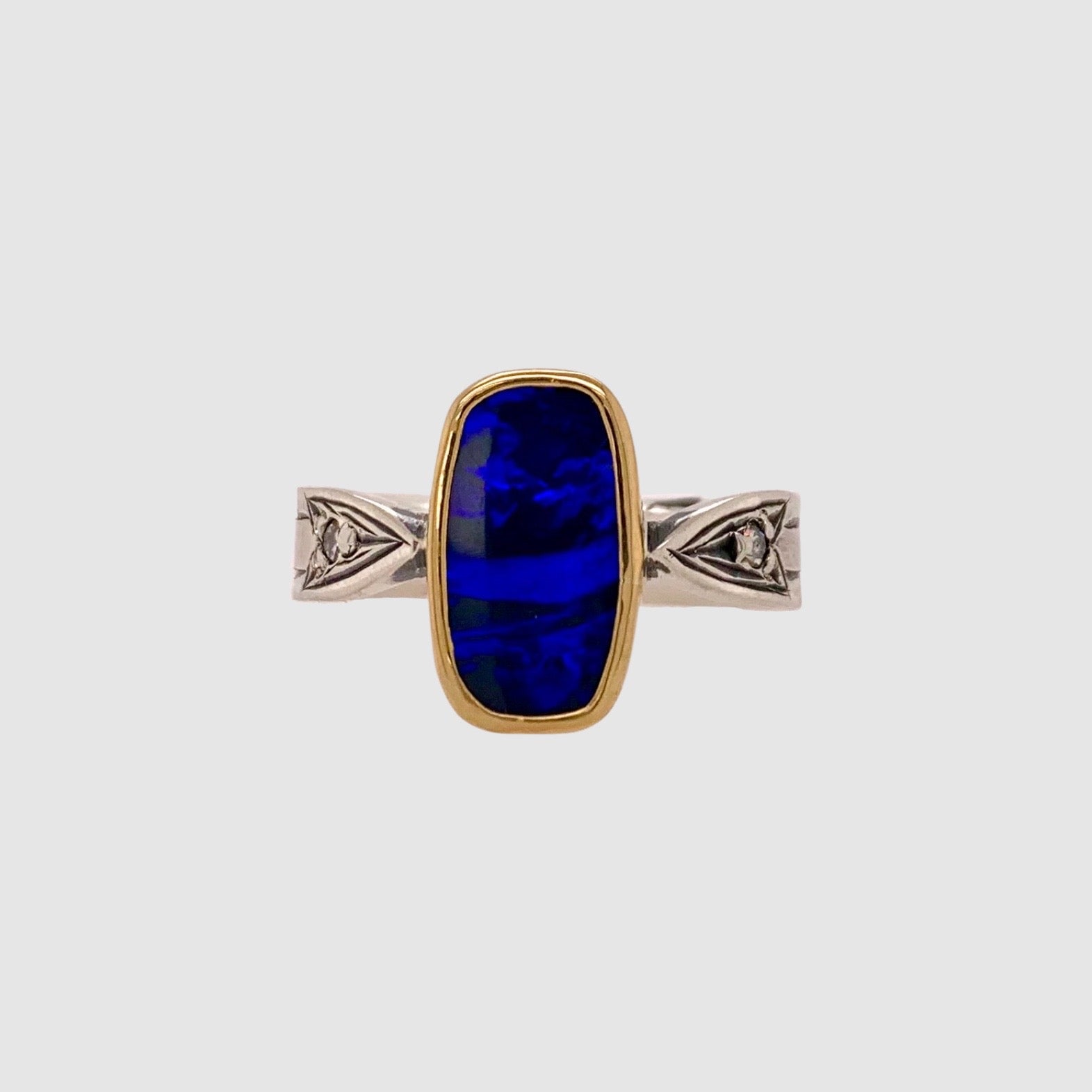 ARROW RING // RECYCLED DIAMONDS // BLUE OPAL