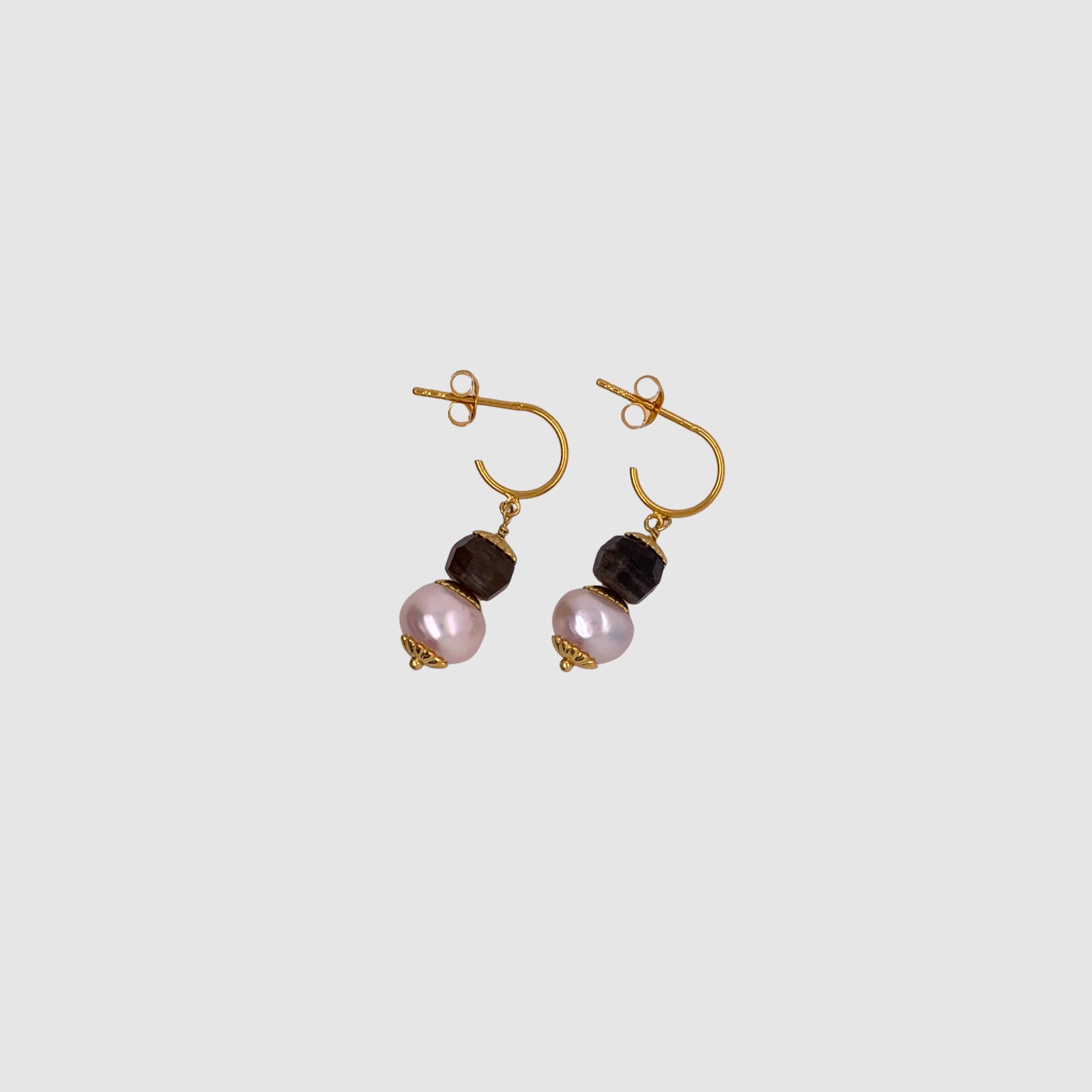 GEMSTONE HOOP POST EARRINGS