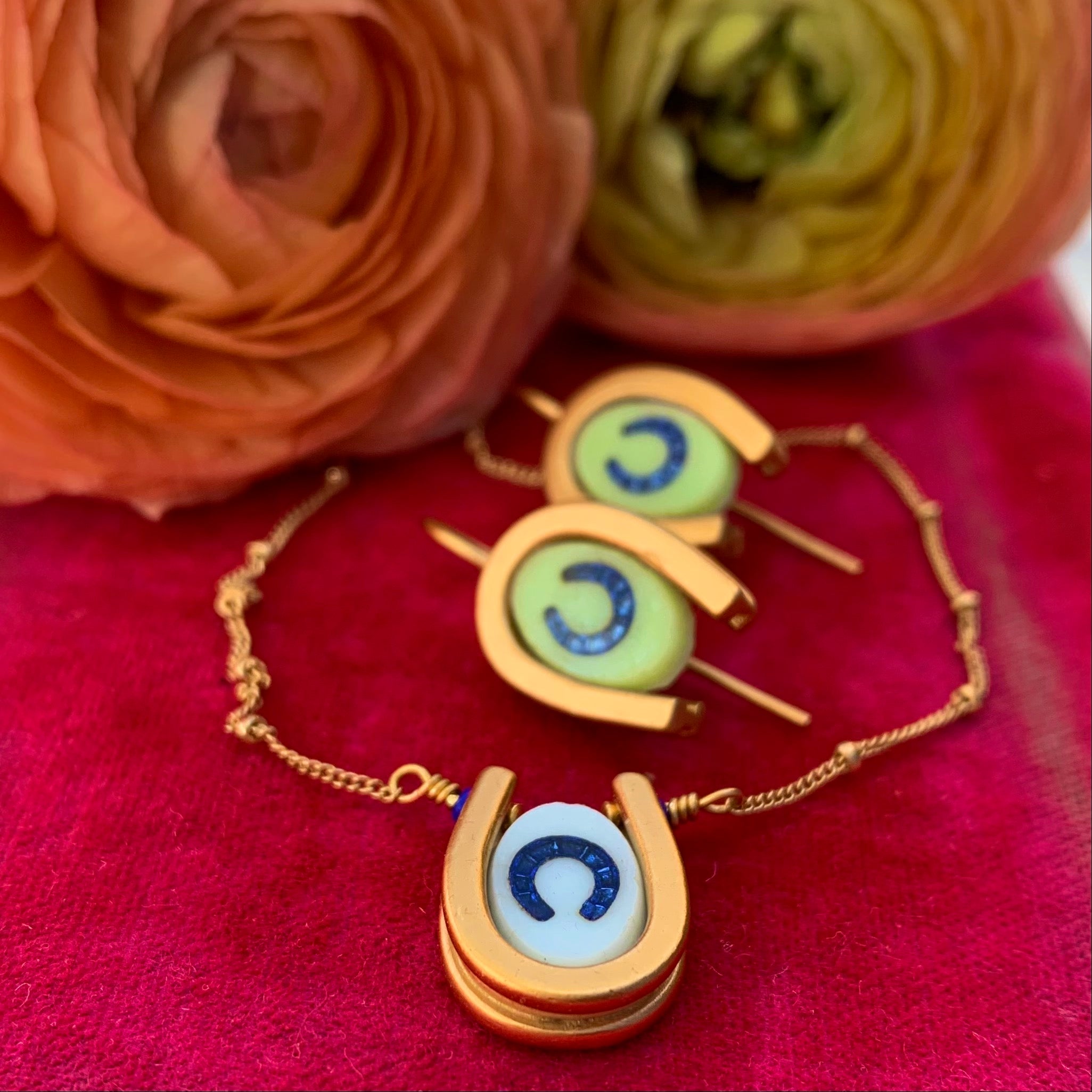 DOUBLE LUCK // VERMEIL NECKLACE // WHITE & BLUE