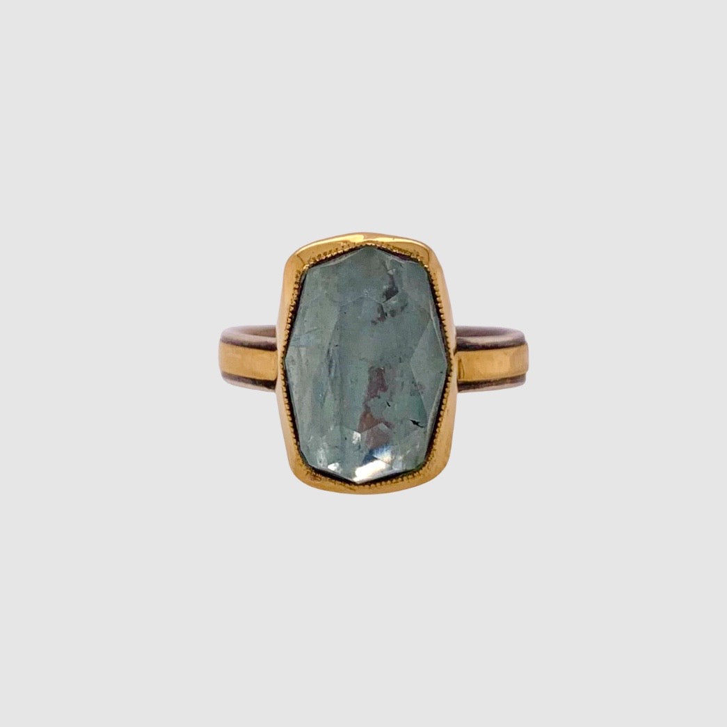 HEIRLOOM RING // BIG ROSECUT AQUAMARINE