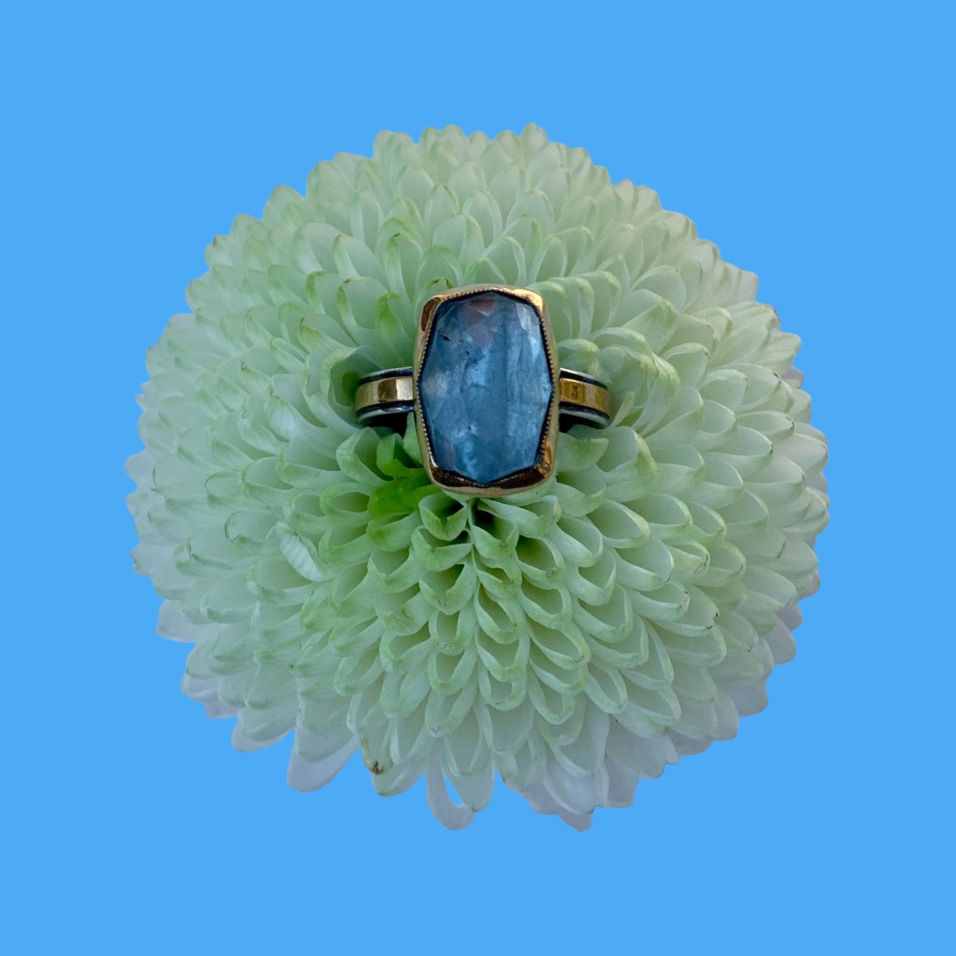 HEIRLOOM RING // BIG ROSECUT AQUAMARINE