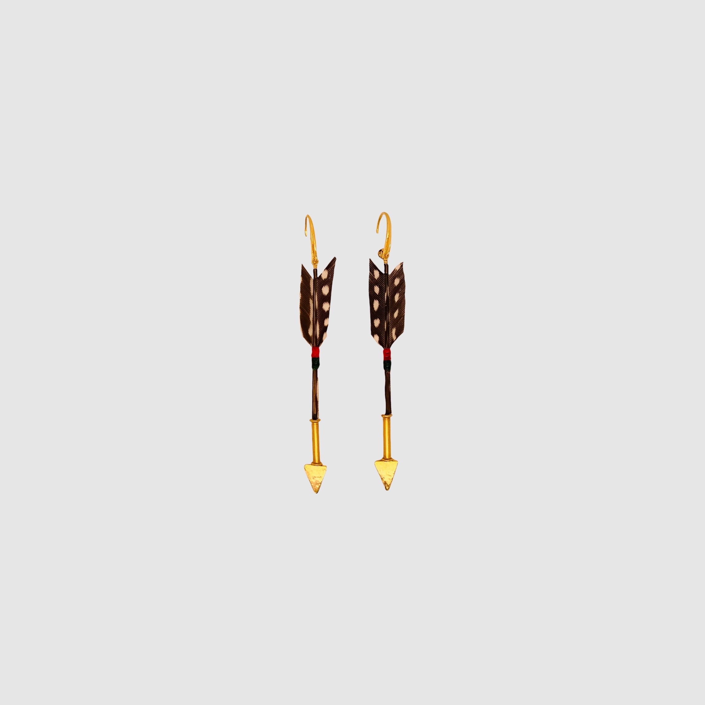 FEATHER ARROW EARRINGS // GUINEAFOWL FEATHER // VERMEIL