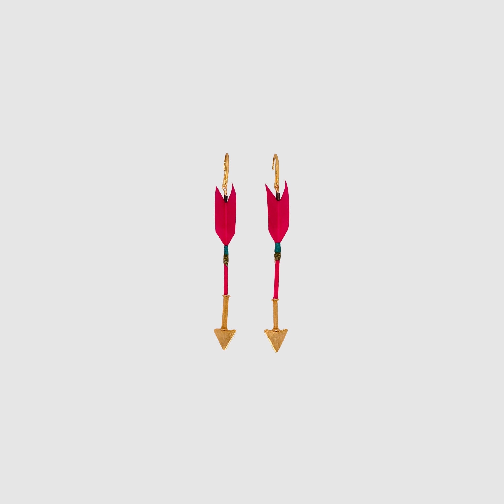 FEATHER ARROW EARRINGS // NEON PINK // VERMEIL