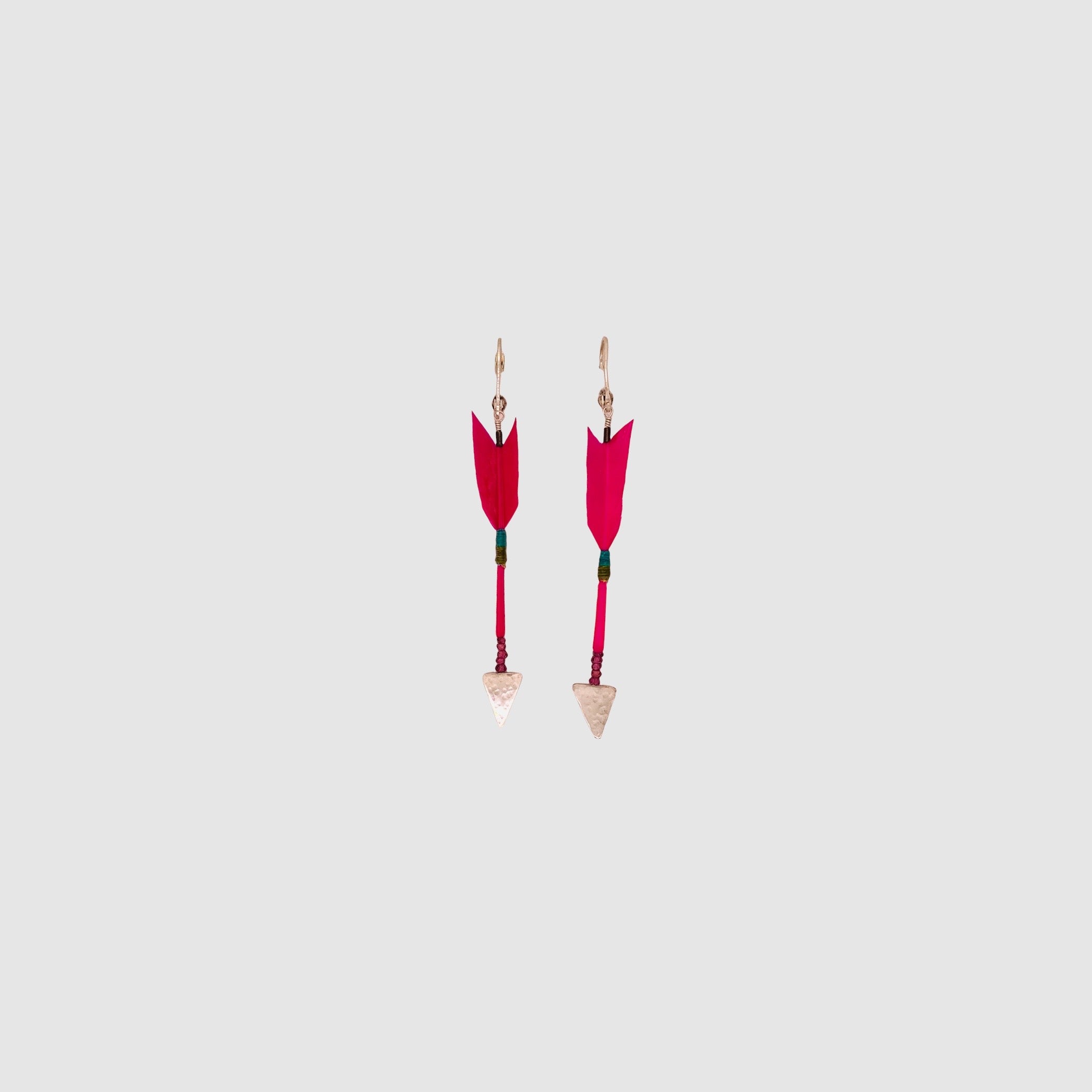 FEATHER ARROW EARRINGS // NEON PINK // SILVER