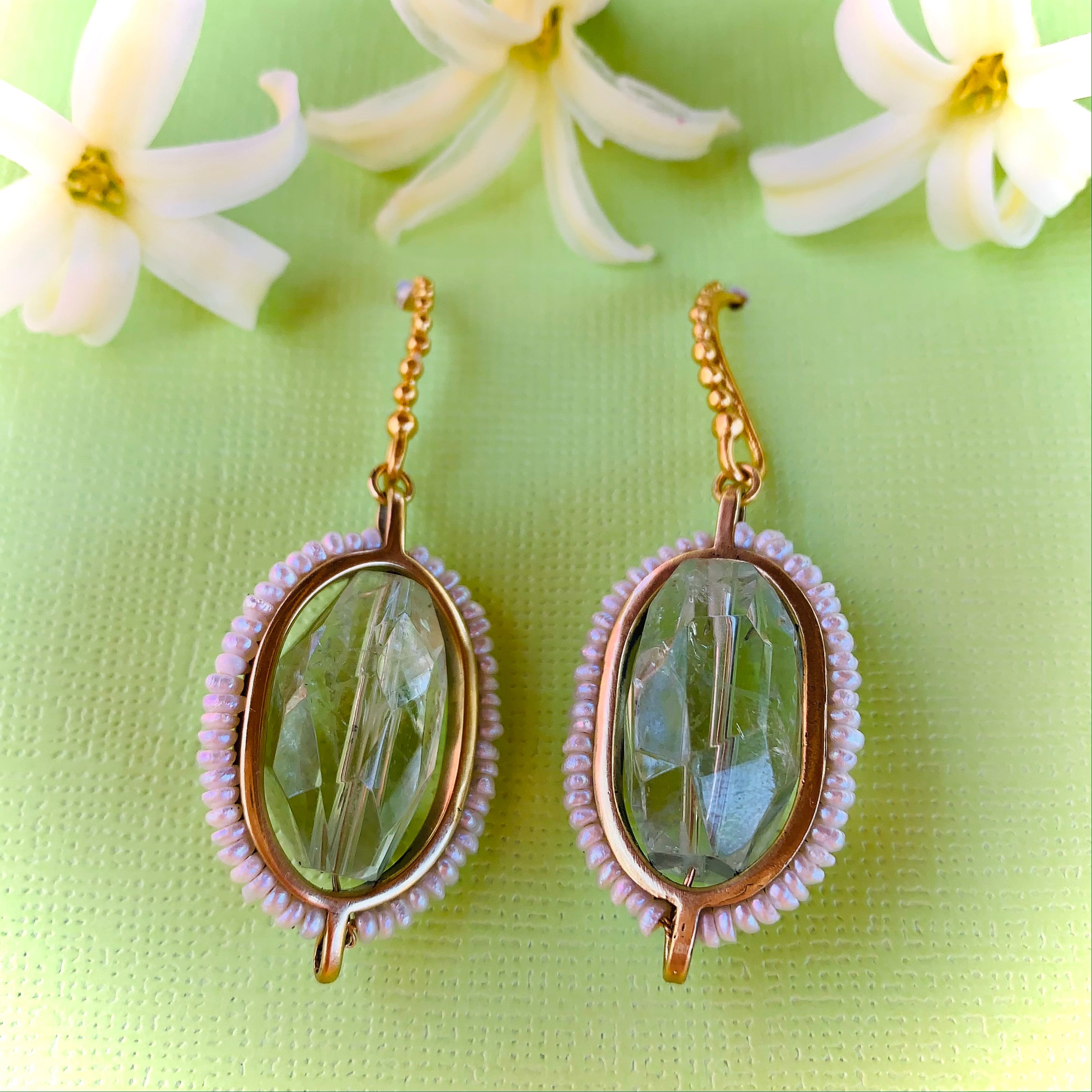 HEIRLOOM EARRINGS // GREEN AMETHYST // PEARLS