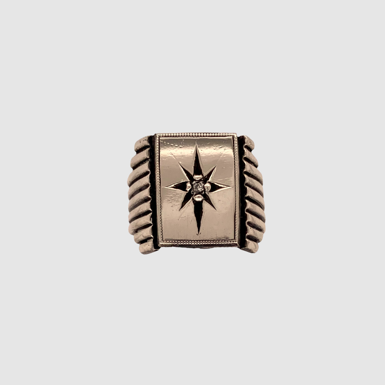 PUEBLO DECO SIGNET RING // 2 1/2 RECYCLED DIAMOND // STAR