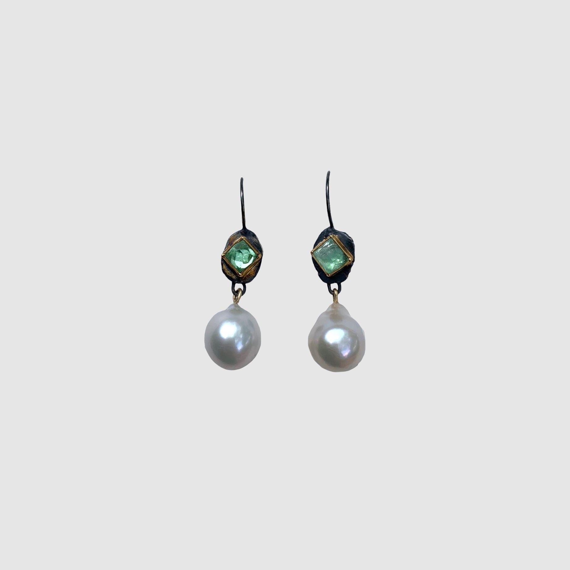 HEIRLOOM // BAROQUE PEARL & LIGHT GREEN TOURMALINE EARRINGS