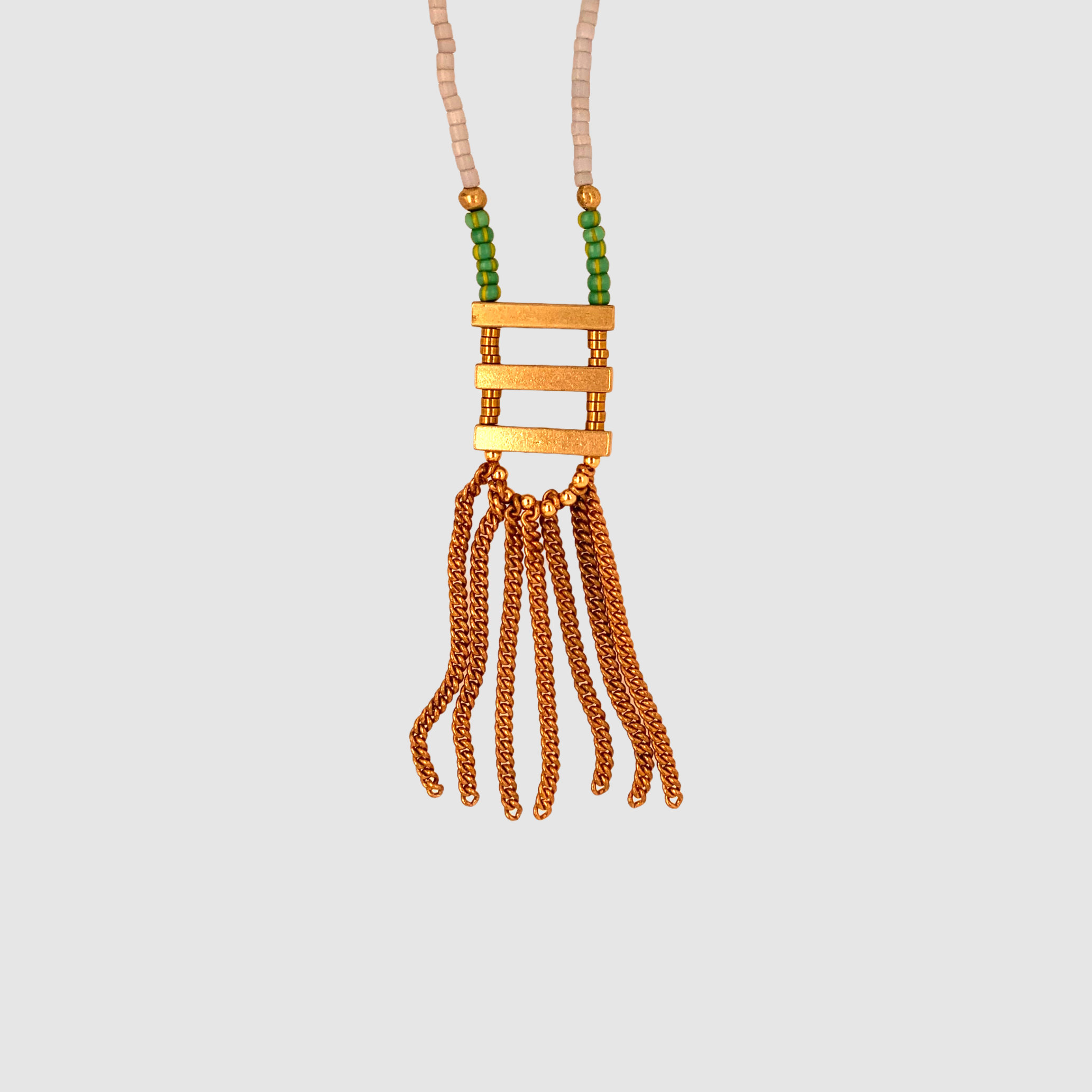 NOMAD // TRAVEL RAINBOW NECKLACE // GREEN & GREY