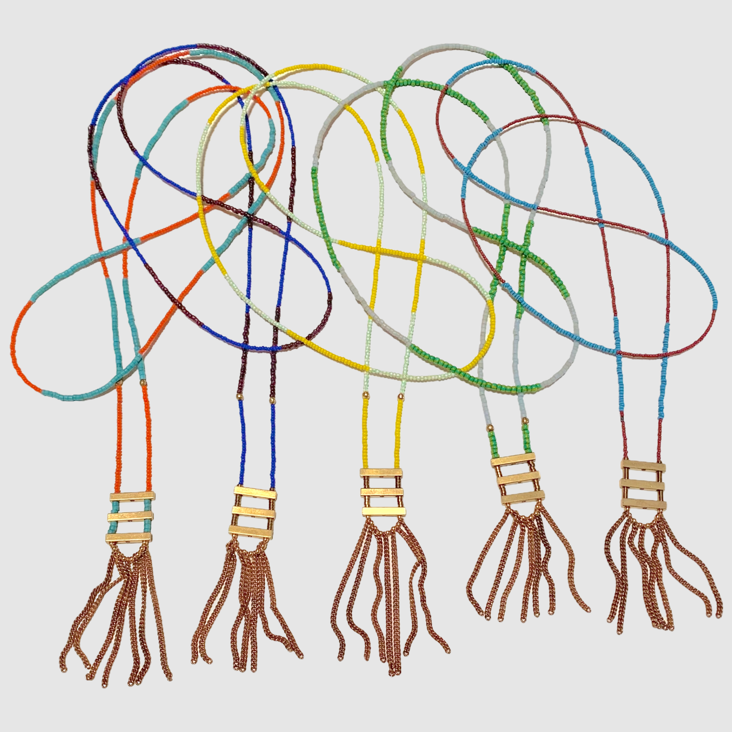 NOMAD // TRAVEL RAINBOW NECKLACE // GREEN & YELLOW