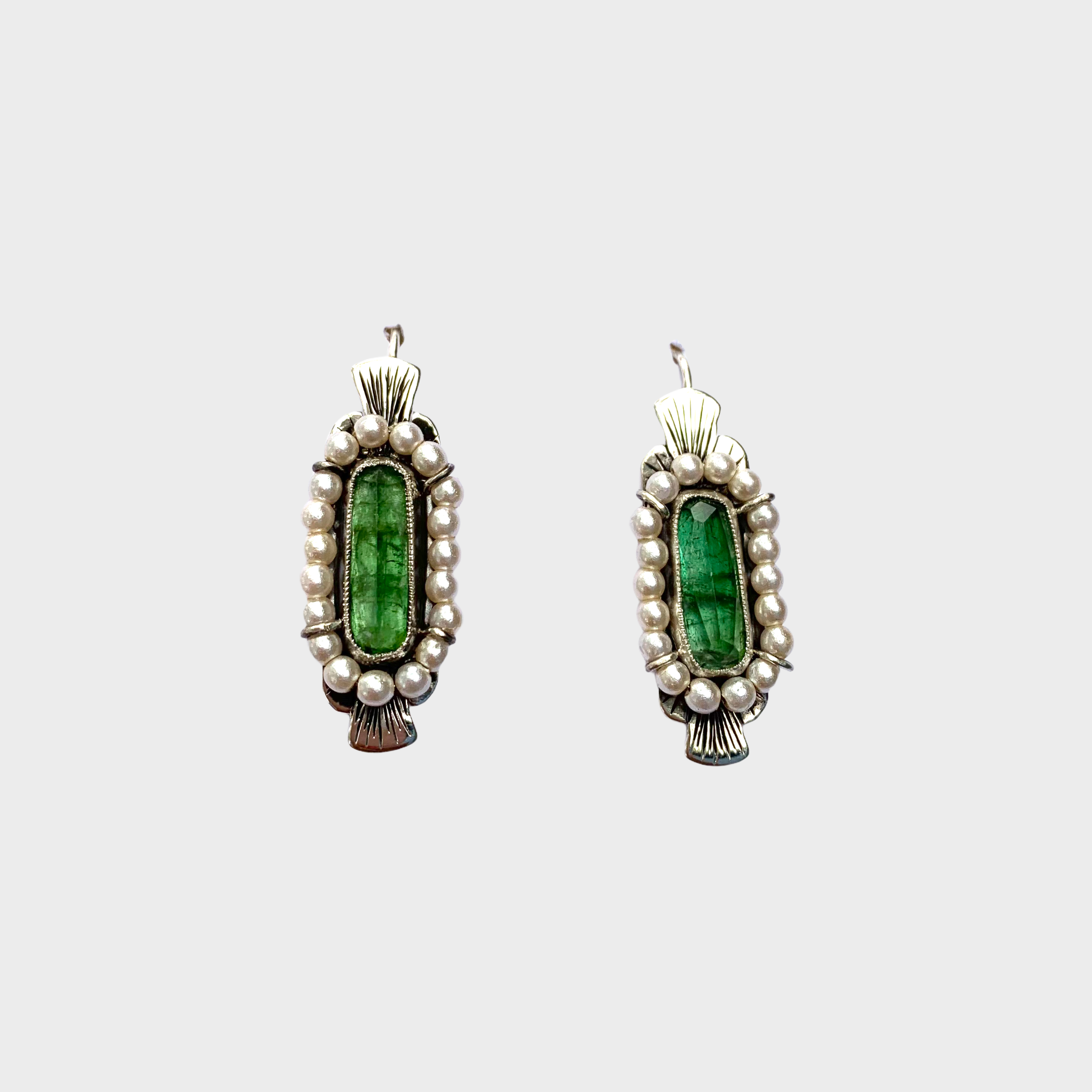 HEIRLOOM EARRINGS // GREEN TOURMALINE // SEED PEARLS