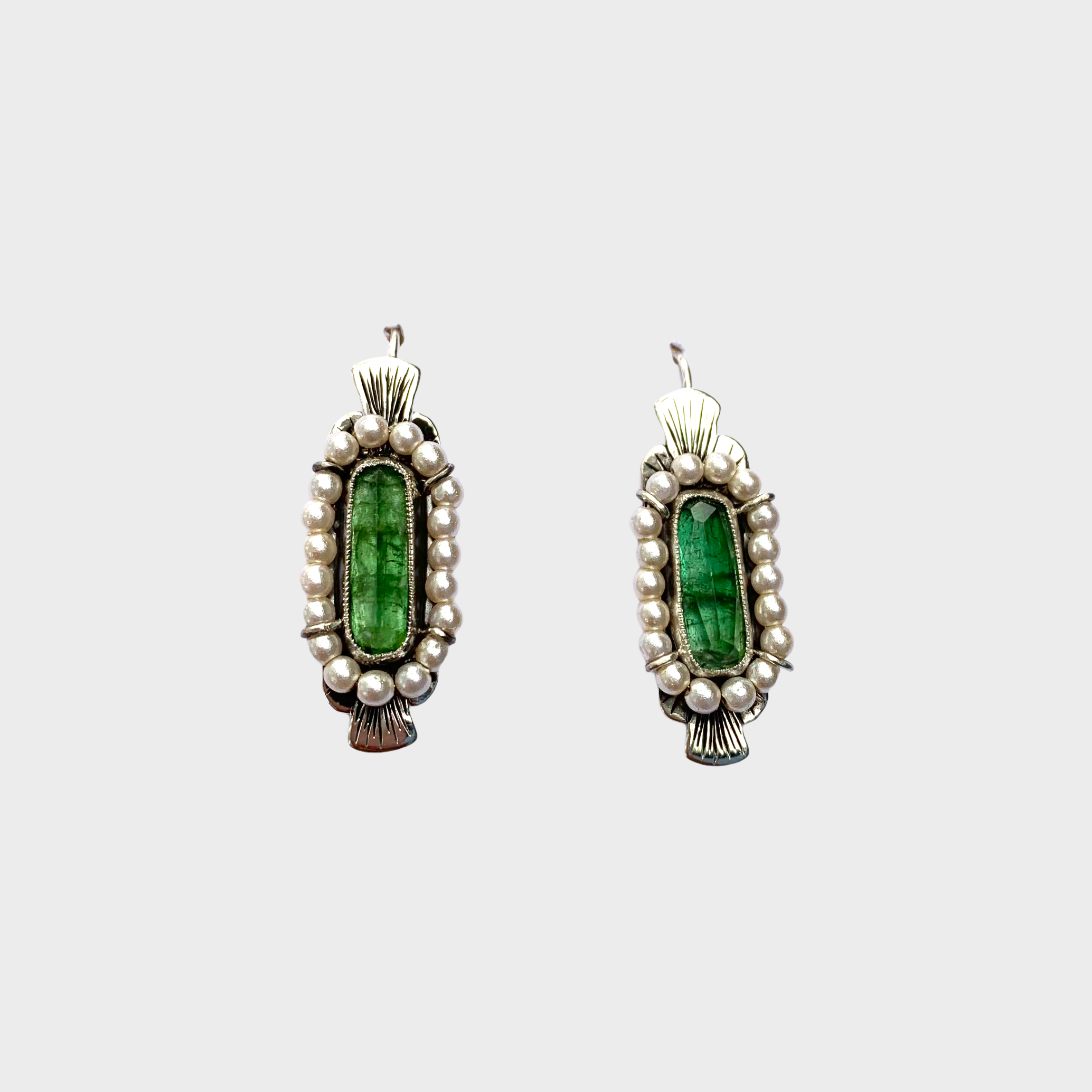 HEIRLOOM EARRINGS // GREEN TOURMALINE //  SEED PEARLS