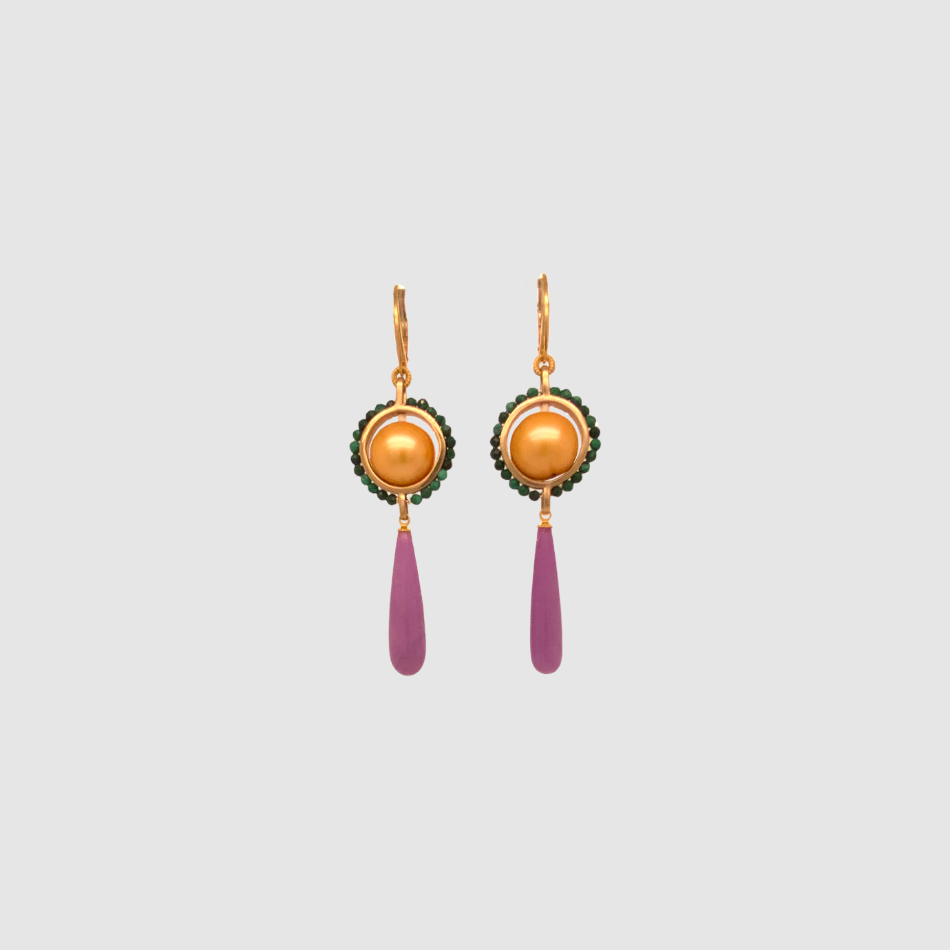 HEIRLOOM EARRINGS // MALACHITE // PHOSPHOSIDERITE DROP // GOLDEN PEARL