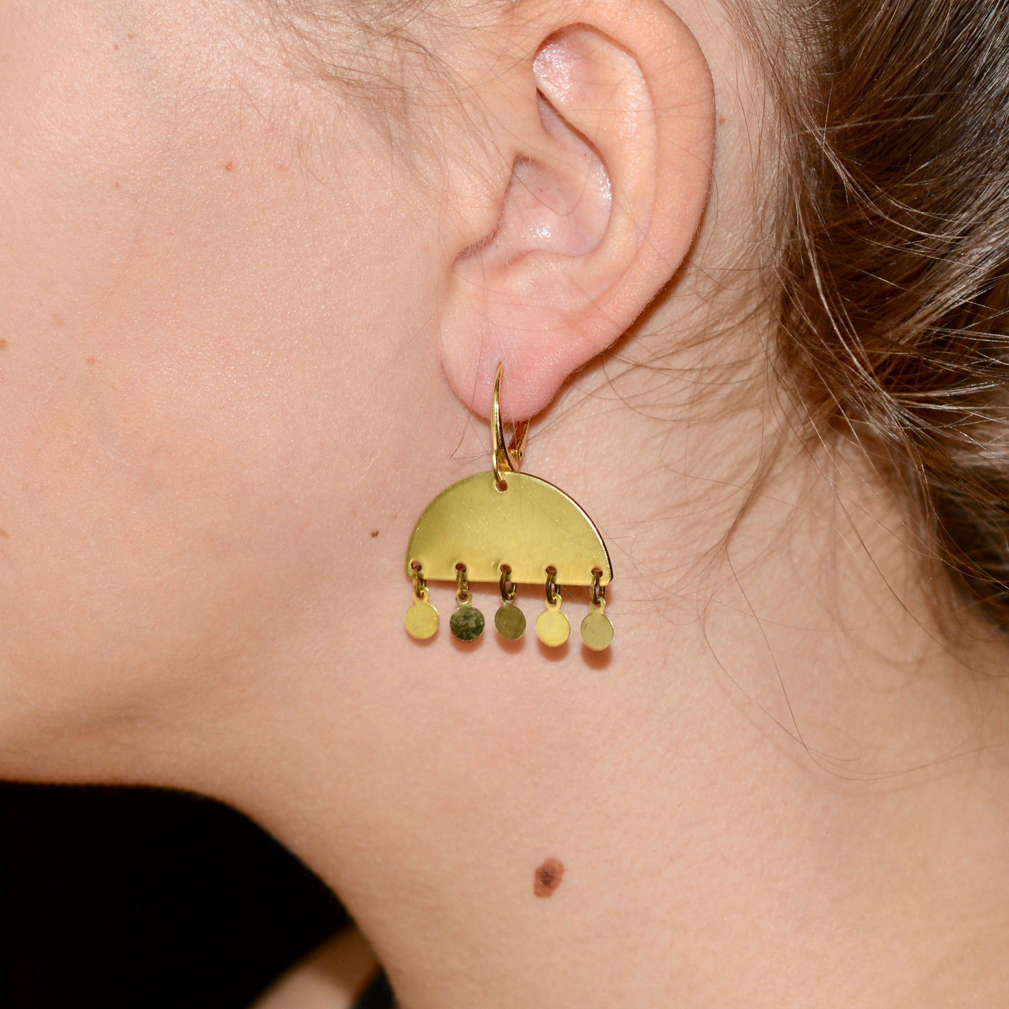 DELUXE BRASS EARRINGS // FIVE DOTS