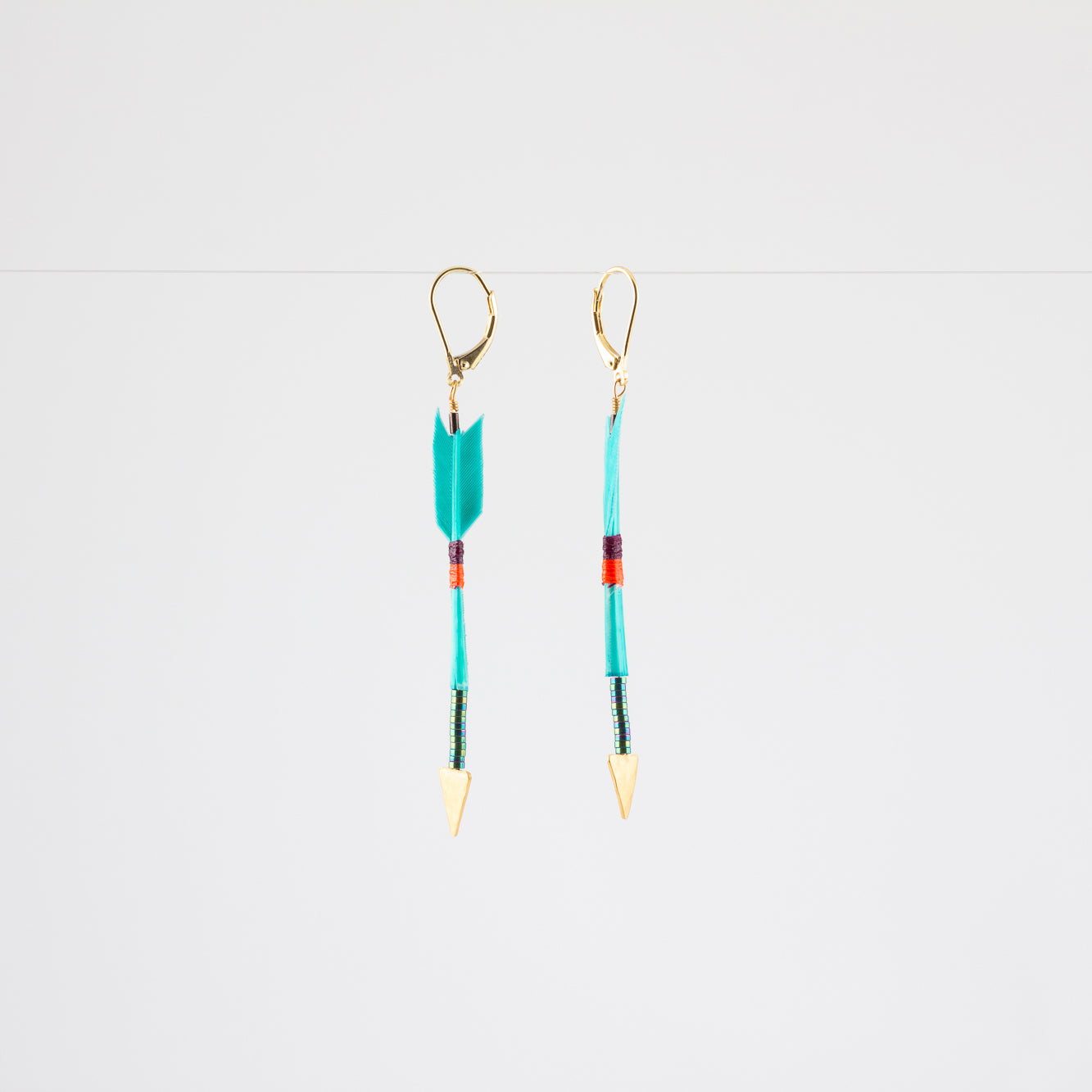 FEATHER ARROW EARRINGS // TURQUOISE // VERMEIL