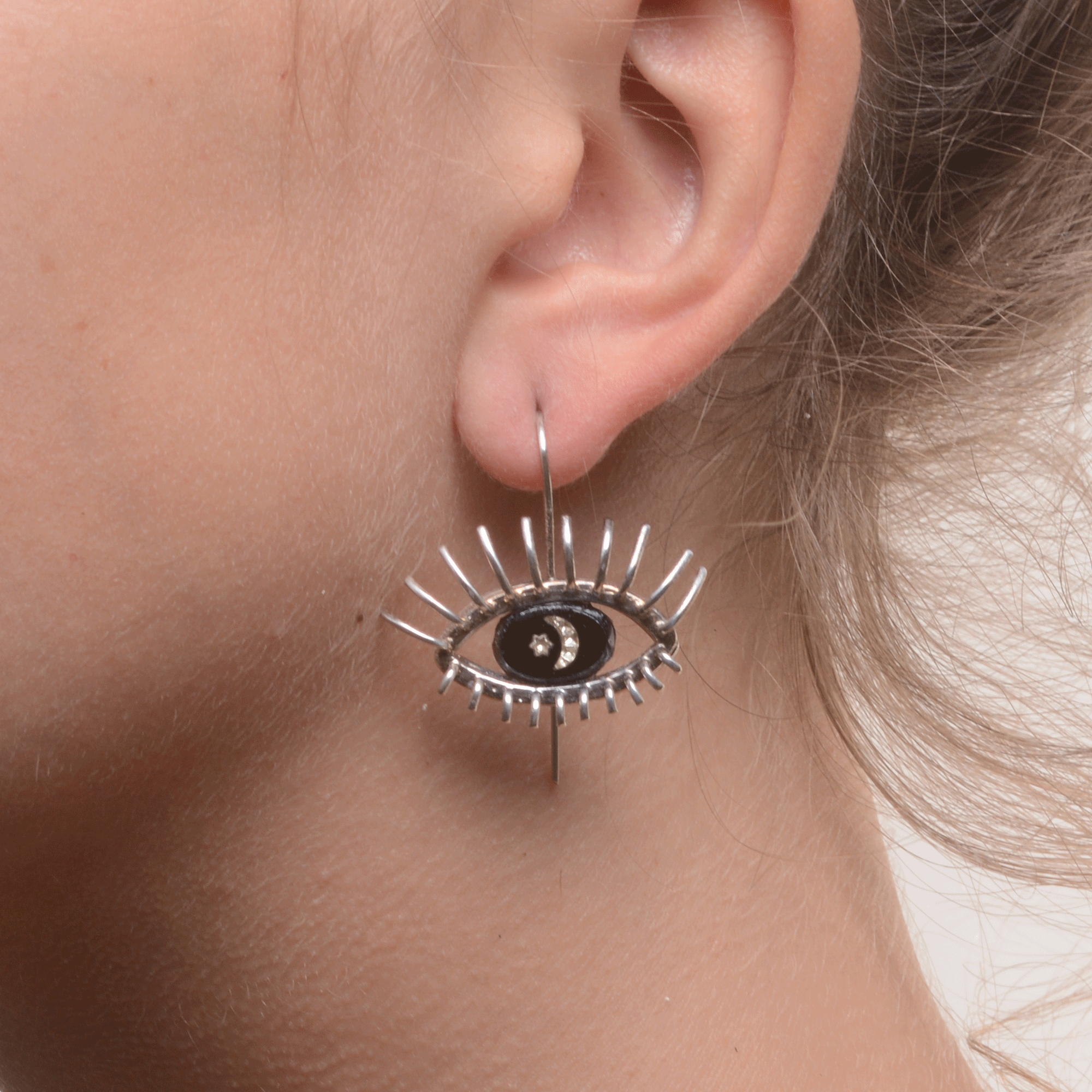 "20/20" // SILVER EARRINGS // BLACK & WHITE INTAGLIO